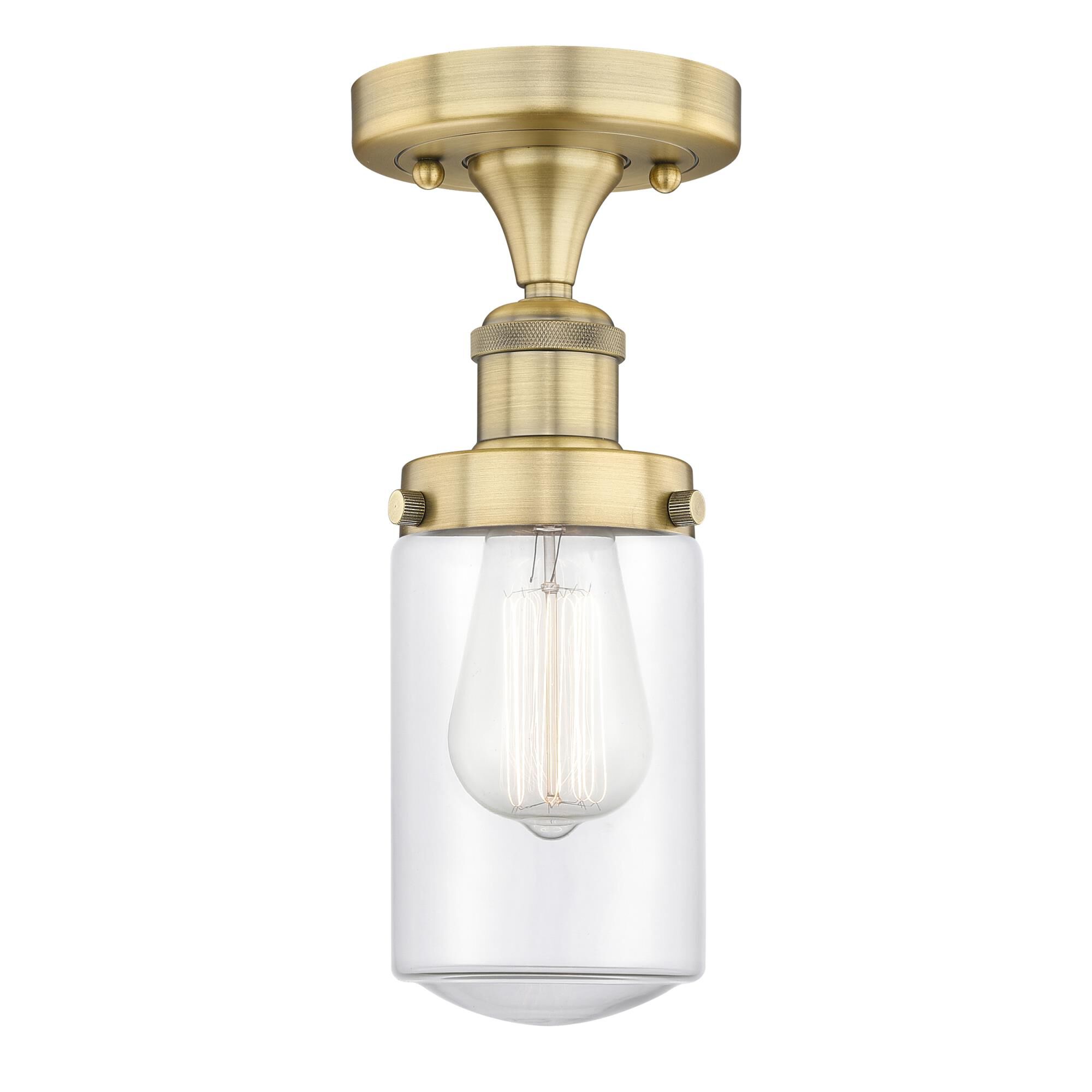 Shown in Brushed Brass finish and Clear glass