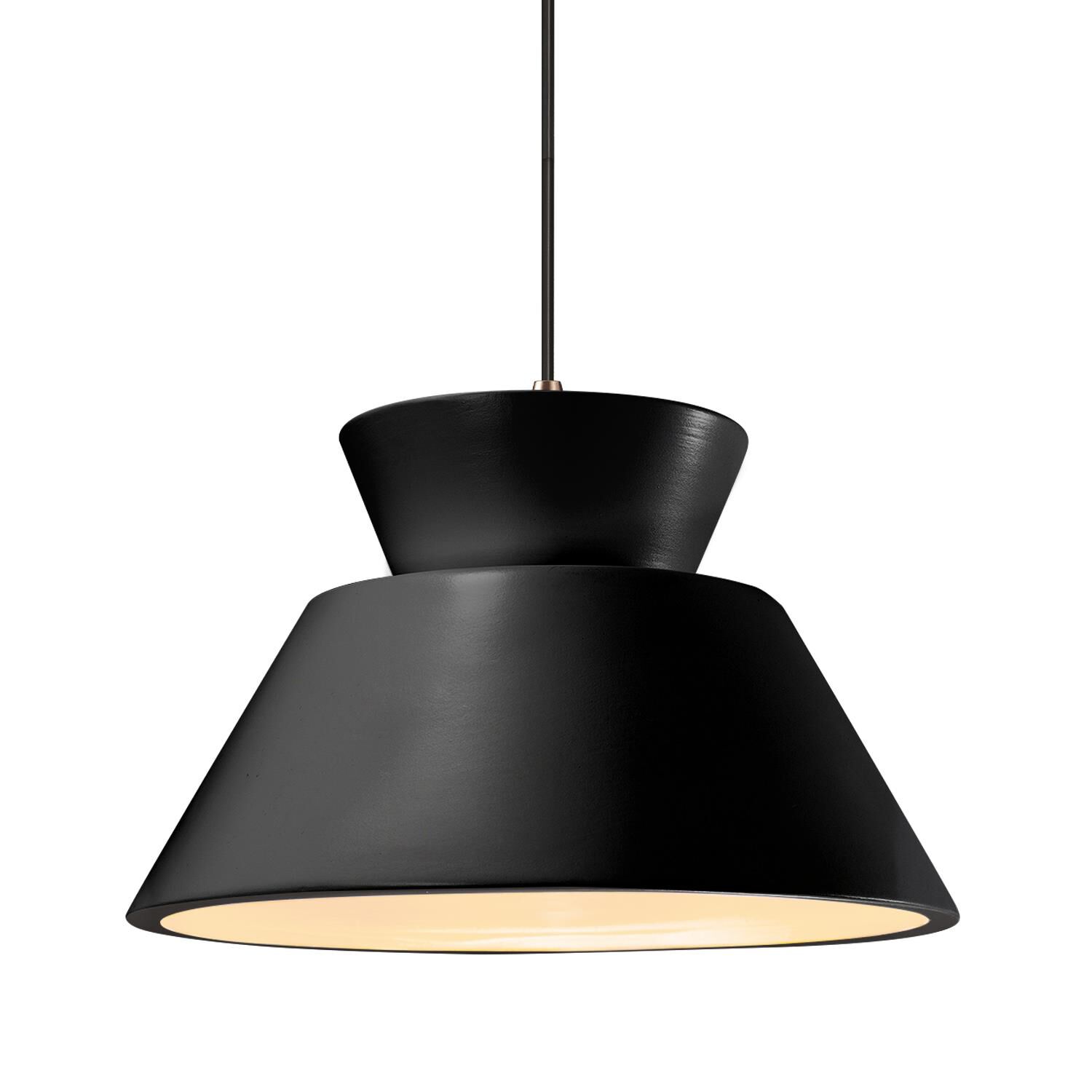 Shown in Dark Bronze finish and Gloss Black with Matte White Internal shade