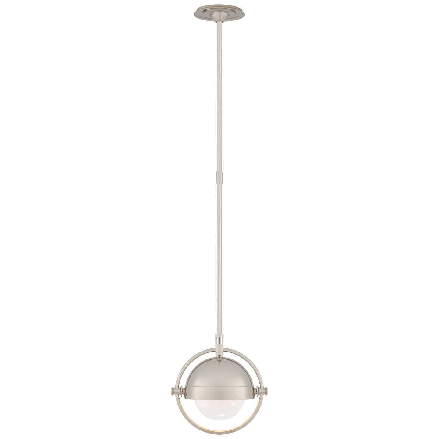 Shown in Polished Nickel finish and White glass and White Glass shade