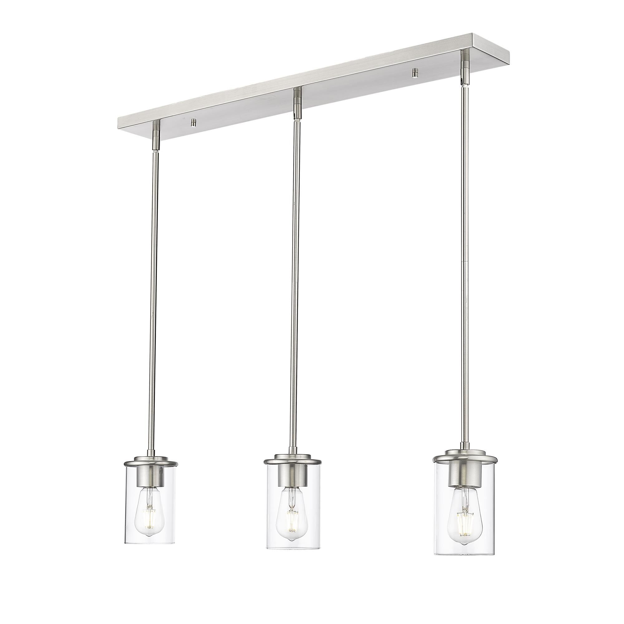 Shown in Brushed Nickel finish and Clear glass and Clear shade