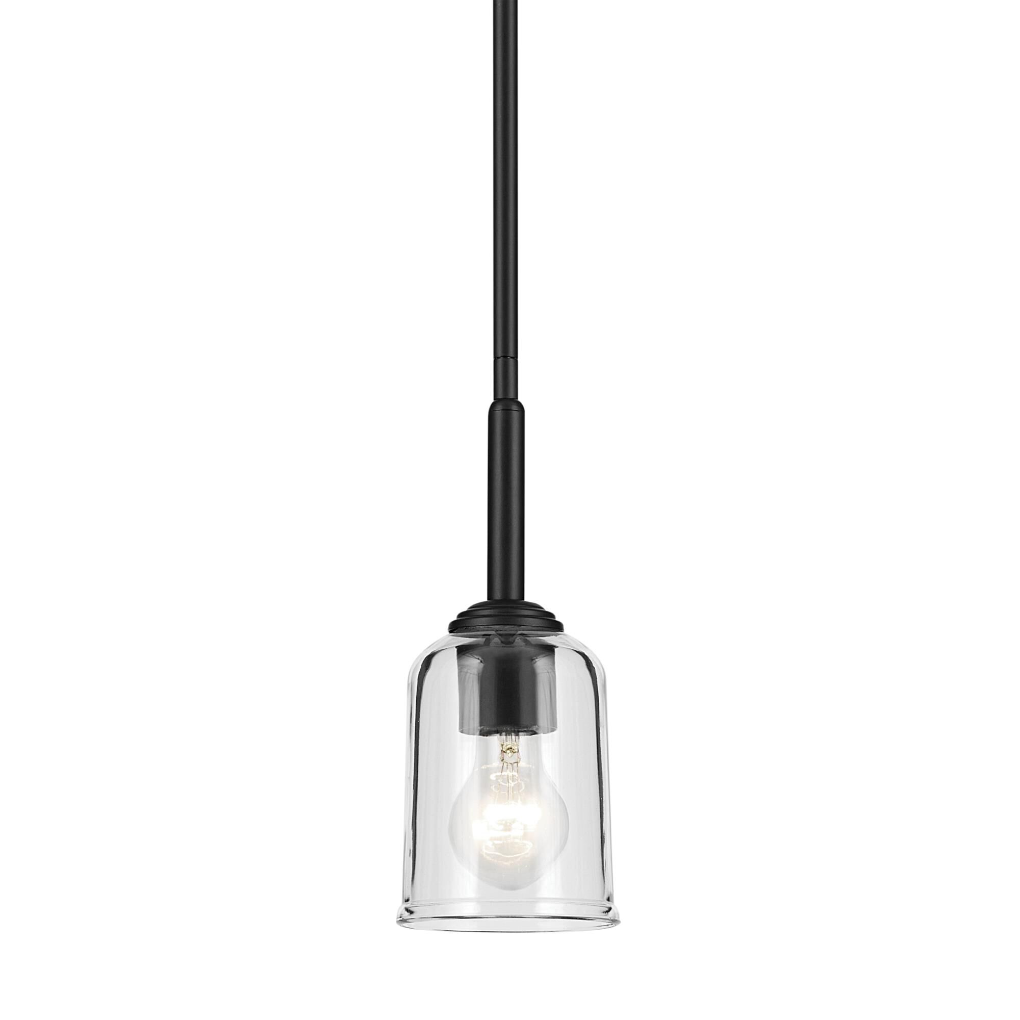 Shown in Black finish and Clear glass