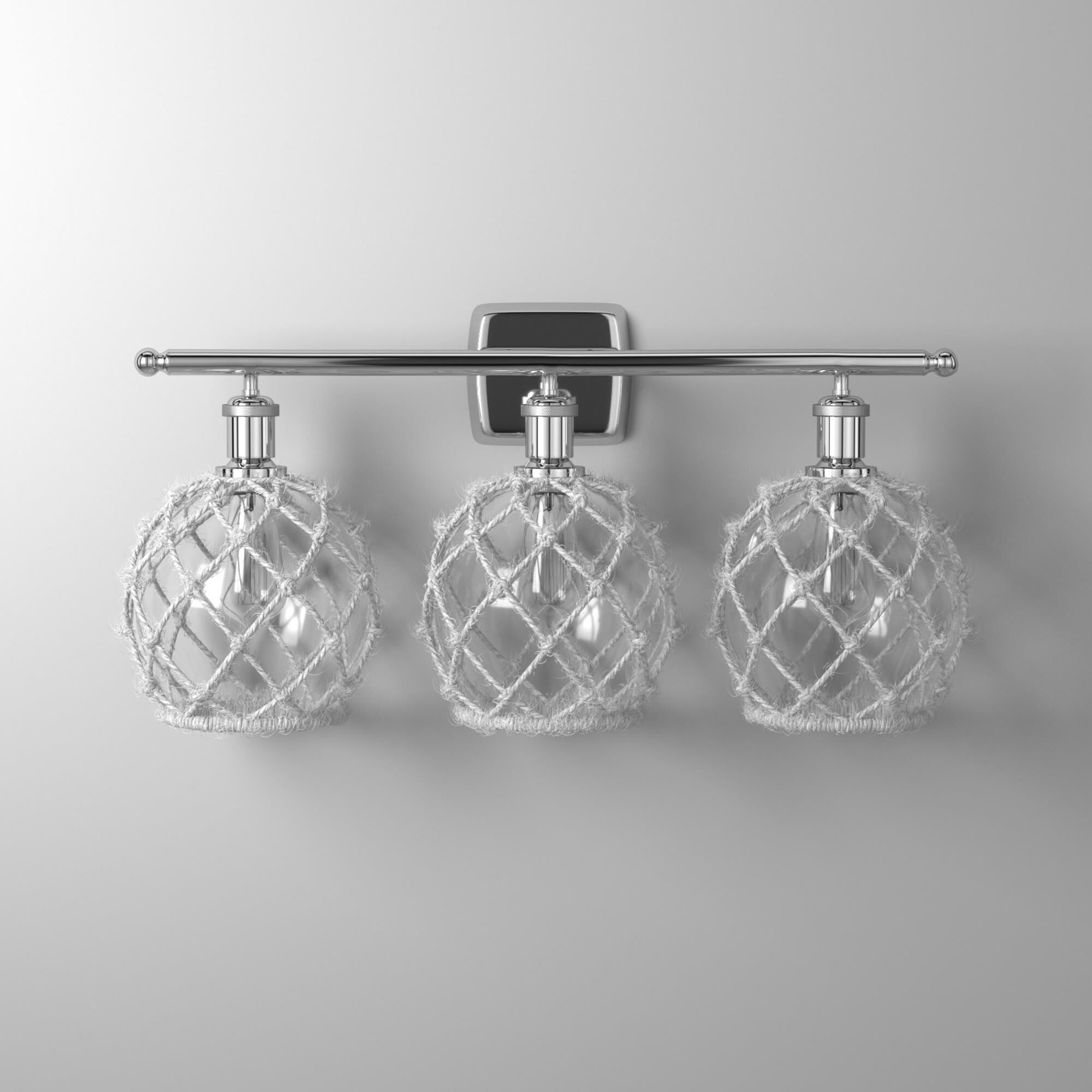 Shown in Polished Chrome finish and Clear With White Rope glass