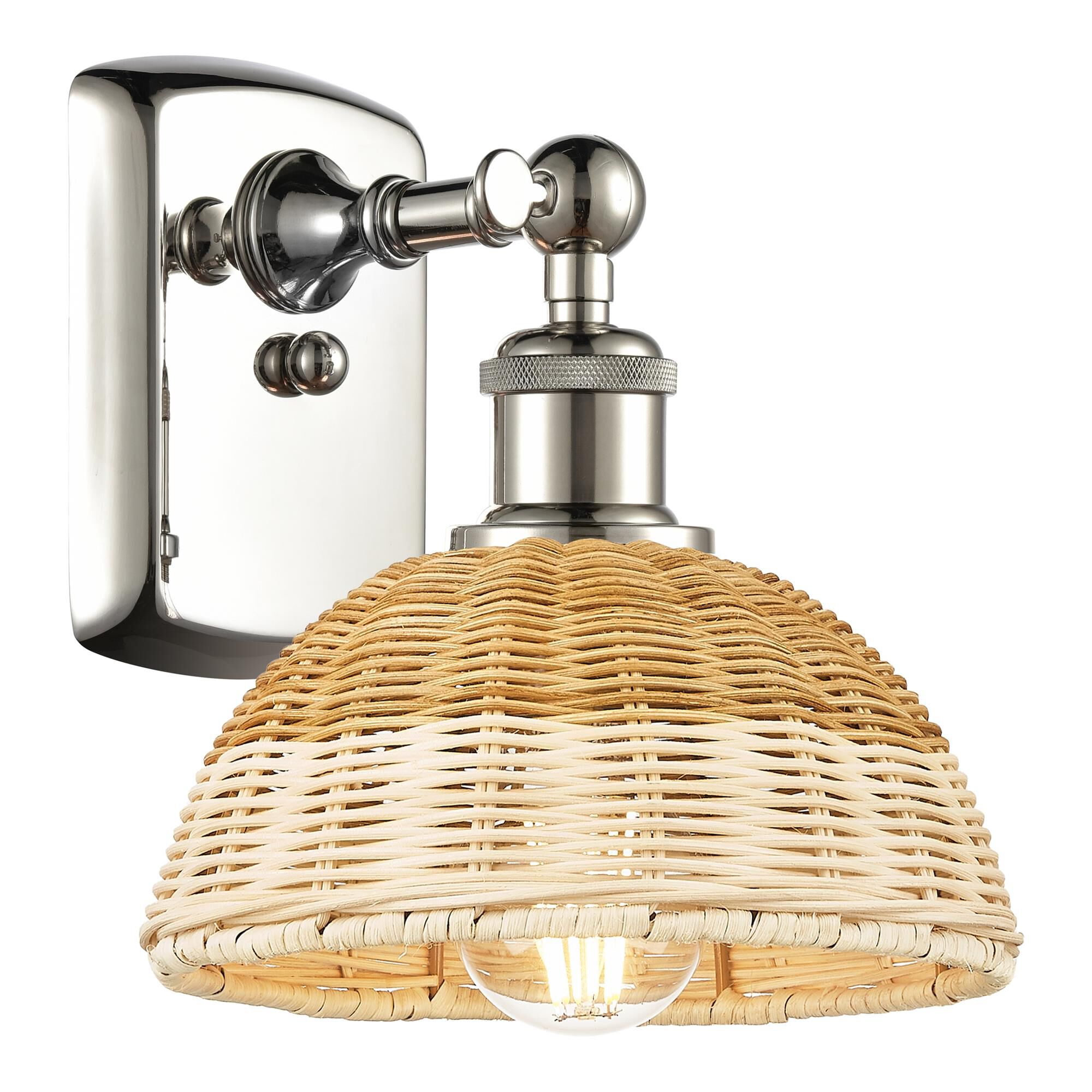 Shown in Polished Nickel finish and Natural shade