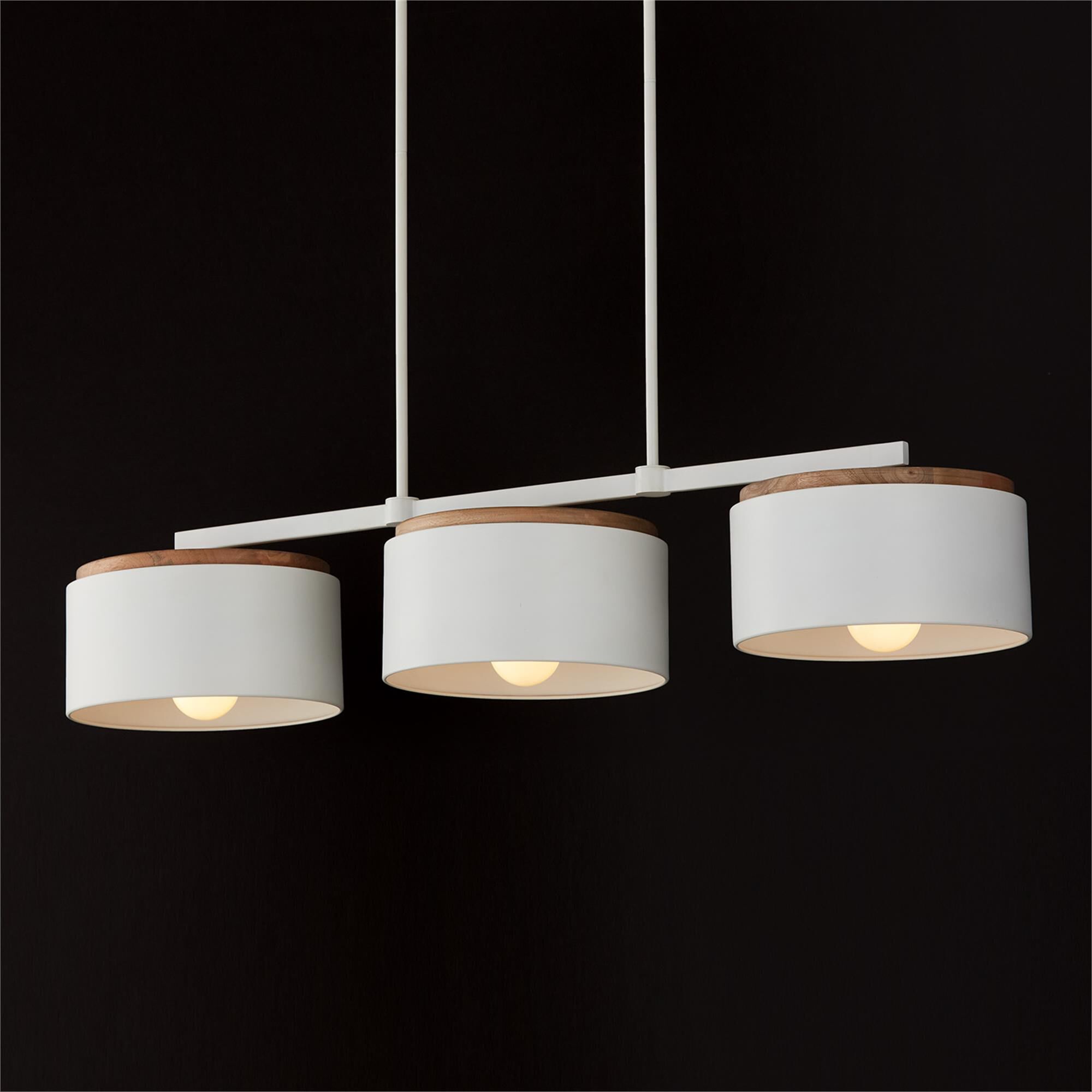 Shown in Light Wood And White finish and Matte White Metal shade