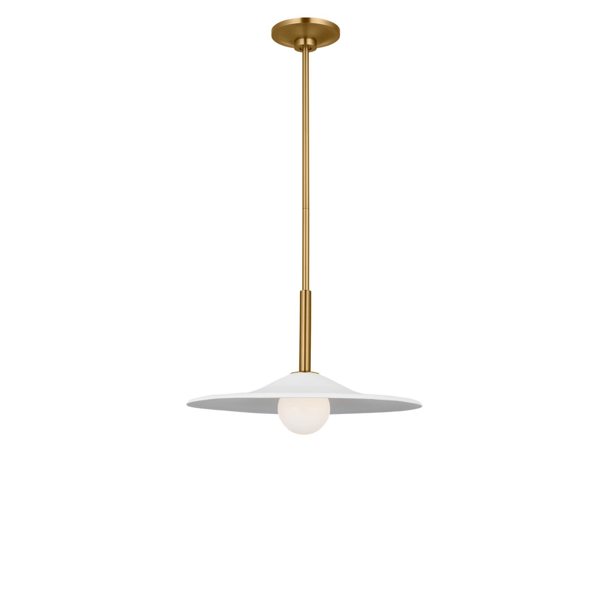 Shown in Burnished Brass finish and Milk glass