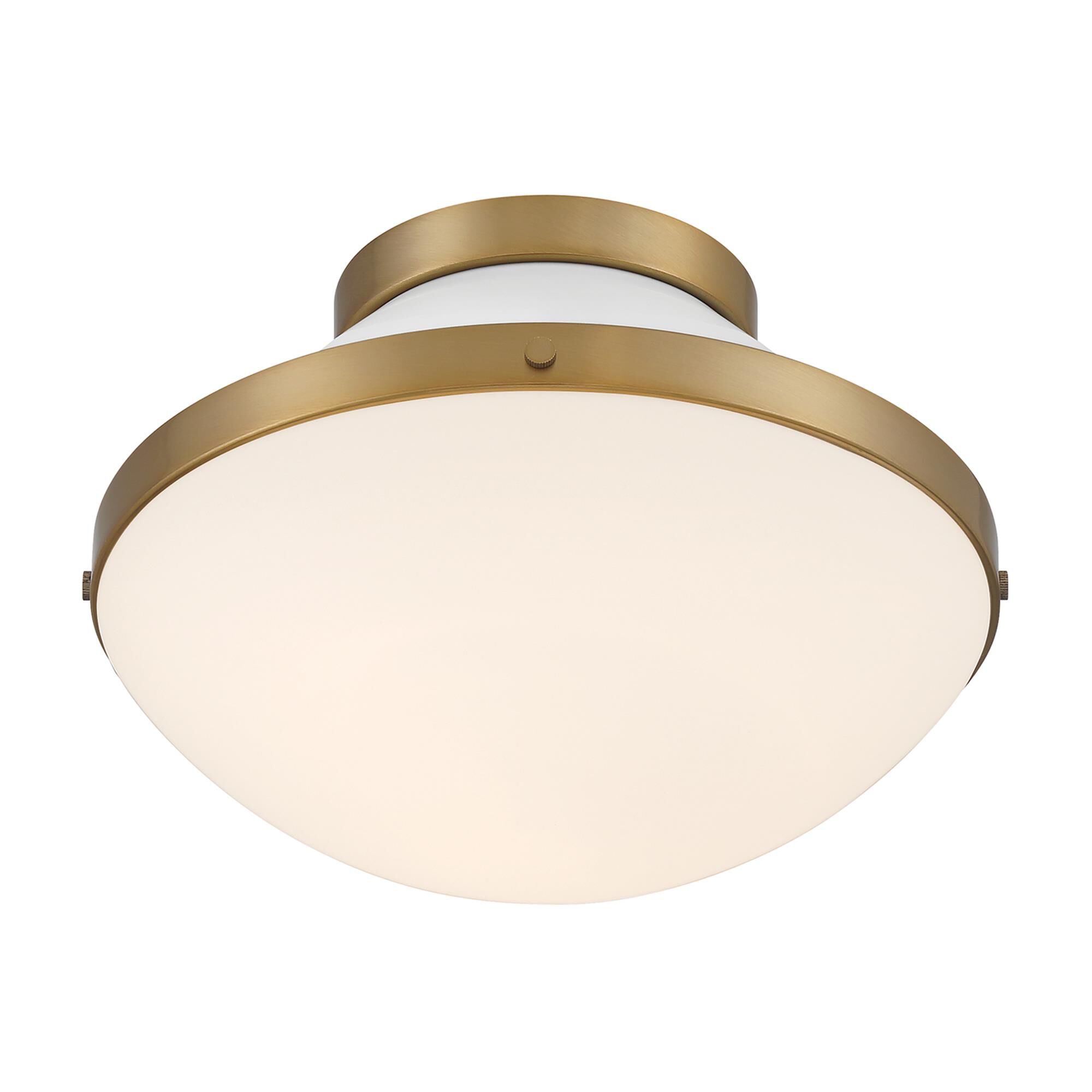 Shown in Vibrant Gold and White finish and Etched Opal glass