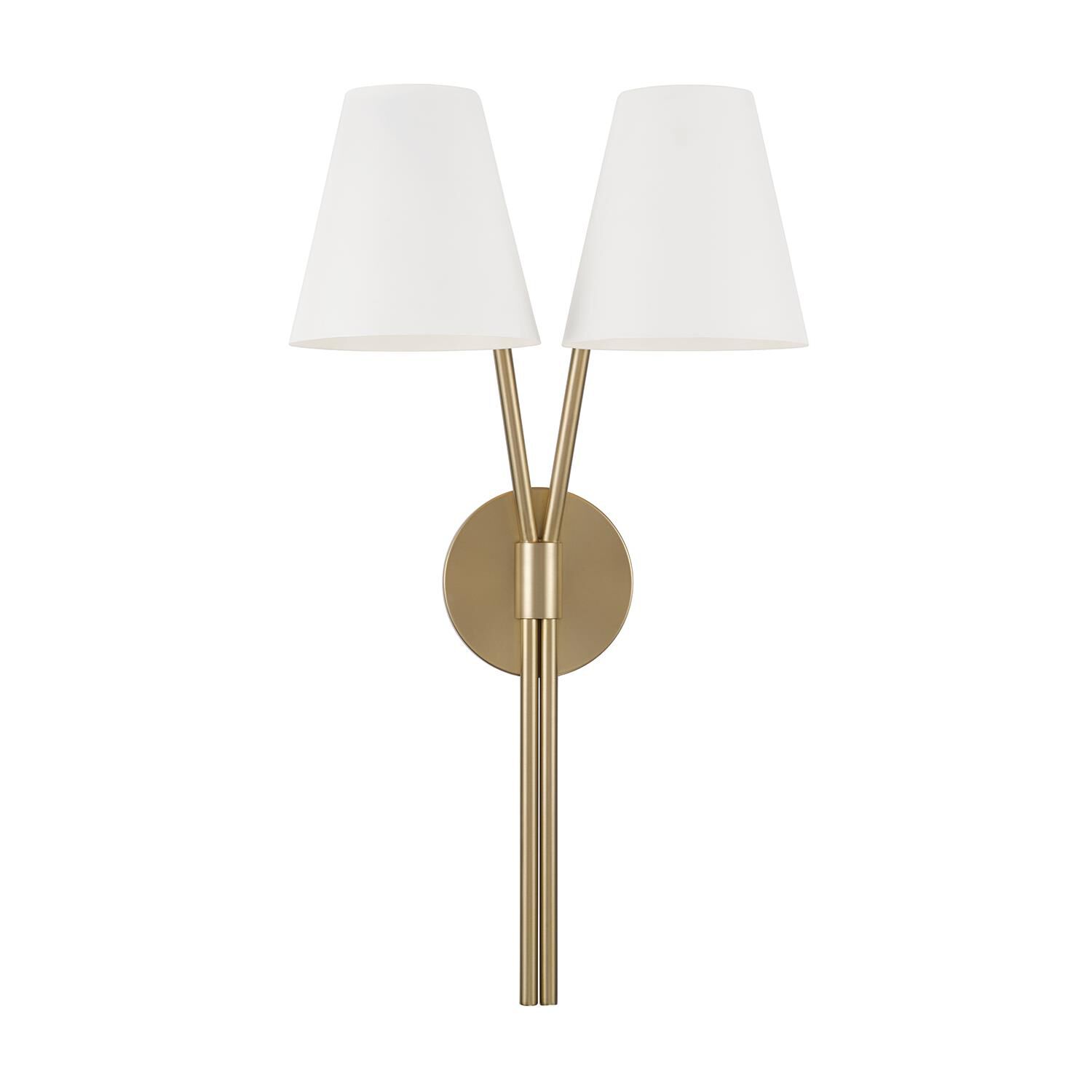 Shown in Aged Brass And White finish and White Metal s shade