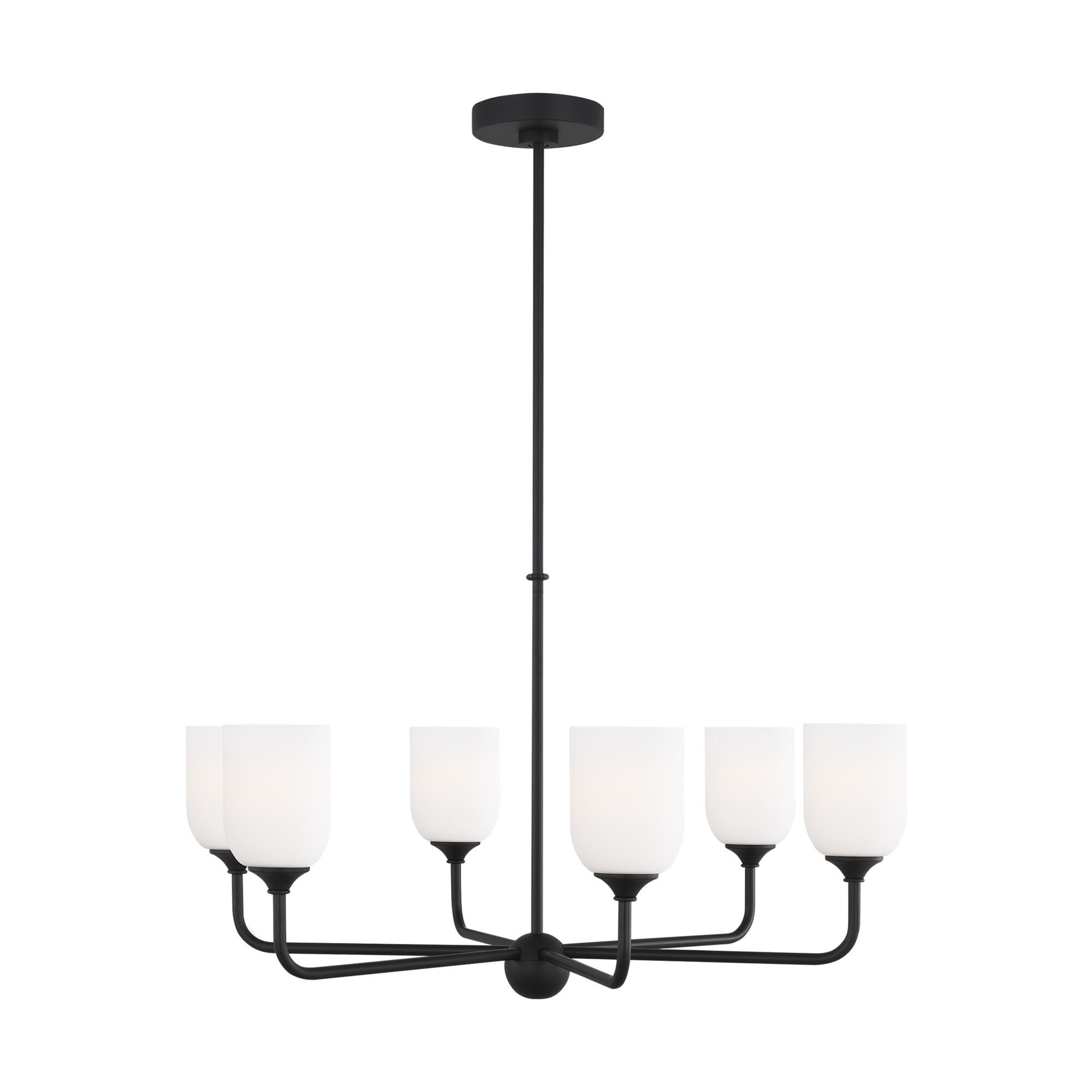 Shown in Midnight Black finish and Etched / White Inside Glass s shade