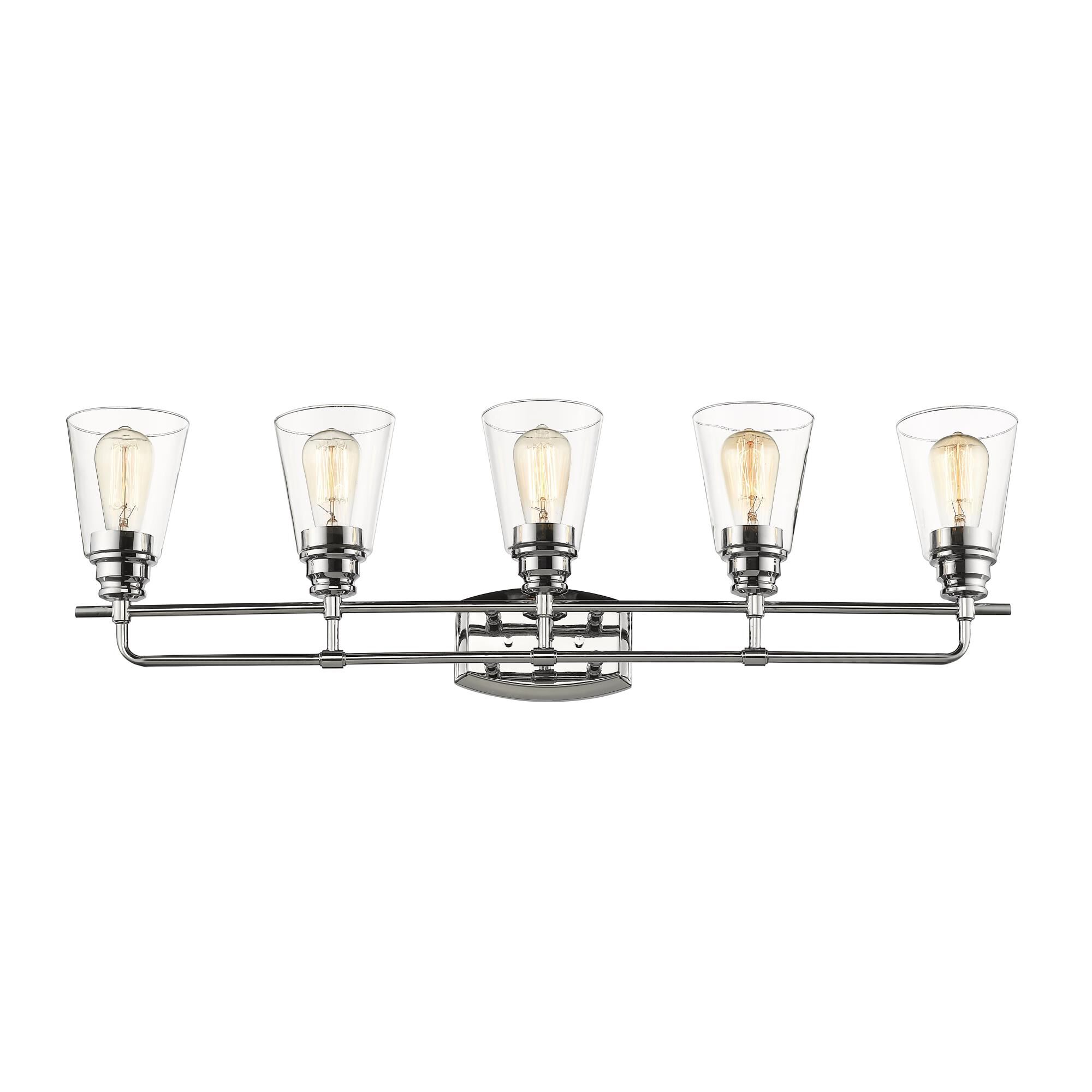 Shown in Chrome finish and Glass shade