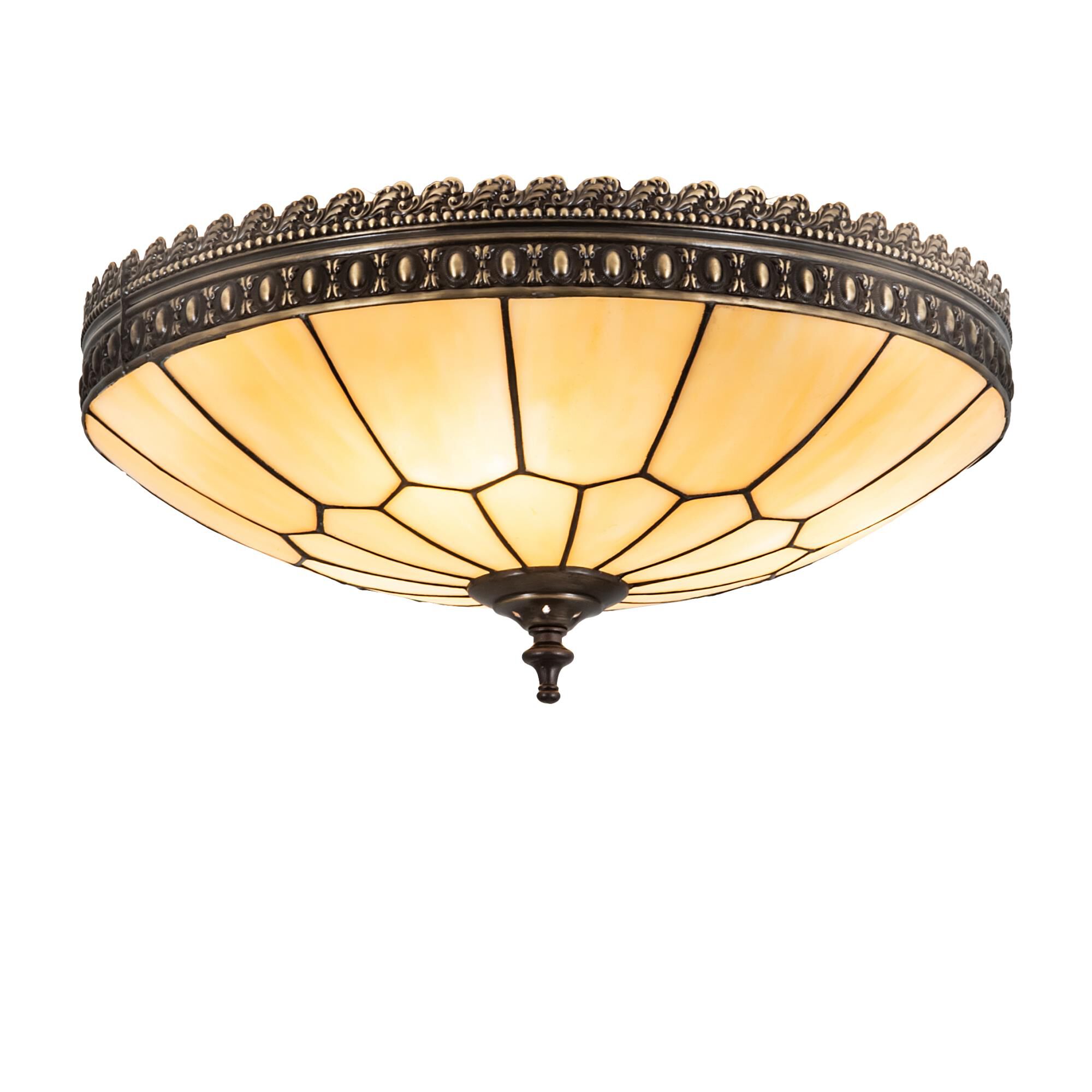 Shown in Bronze finish and Beige glass