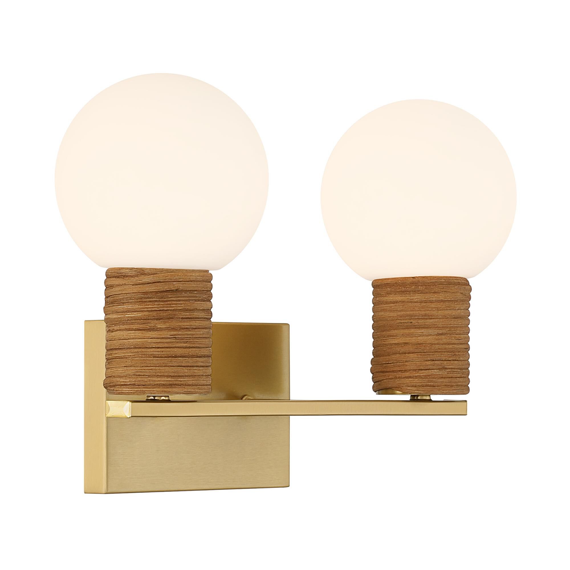 Shown in Warm Brass finish and White Opal glass