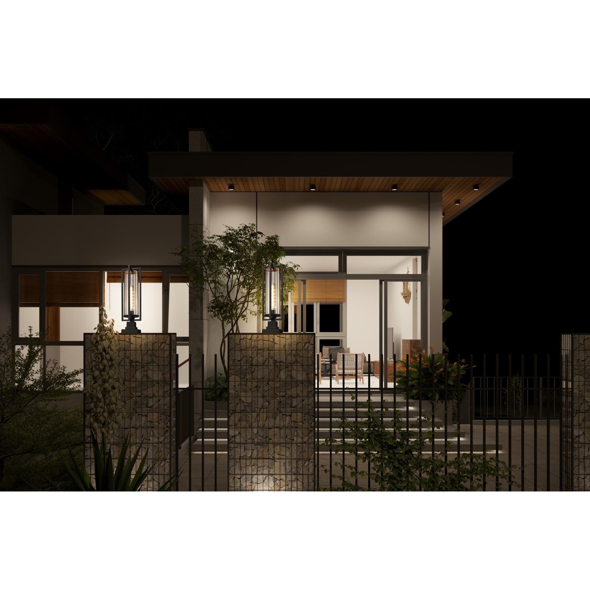 Shown in Black finish and Clear Ribbed glass and Clear Ribbed shade