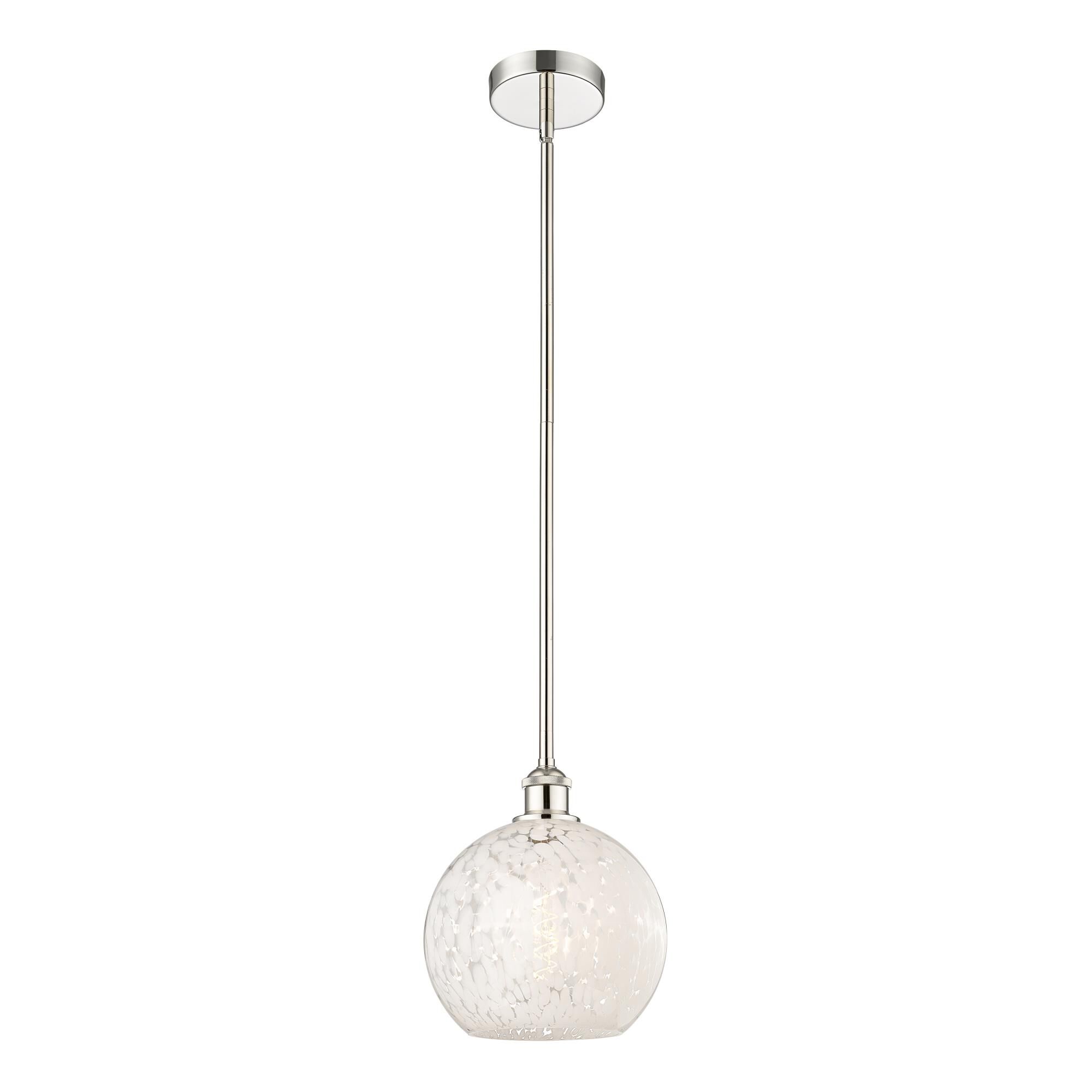 Shown in Polished Nickel finish and White Mouchette glass