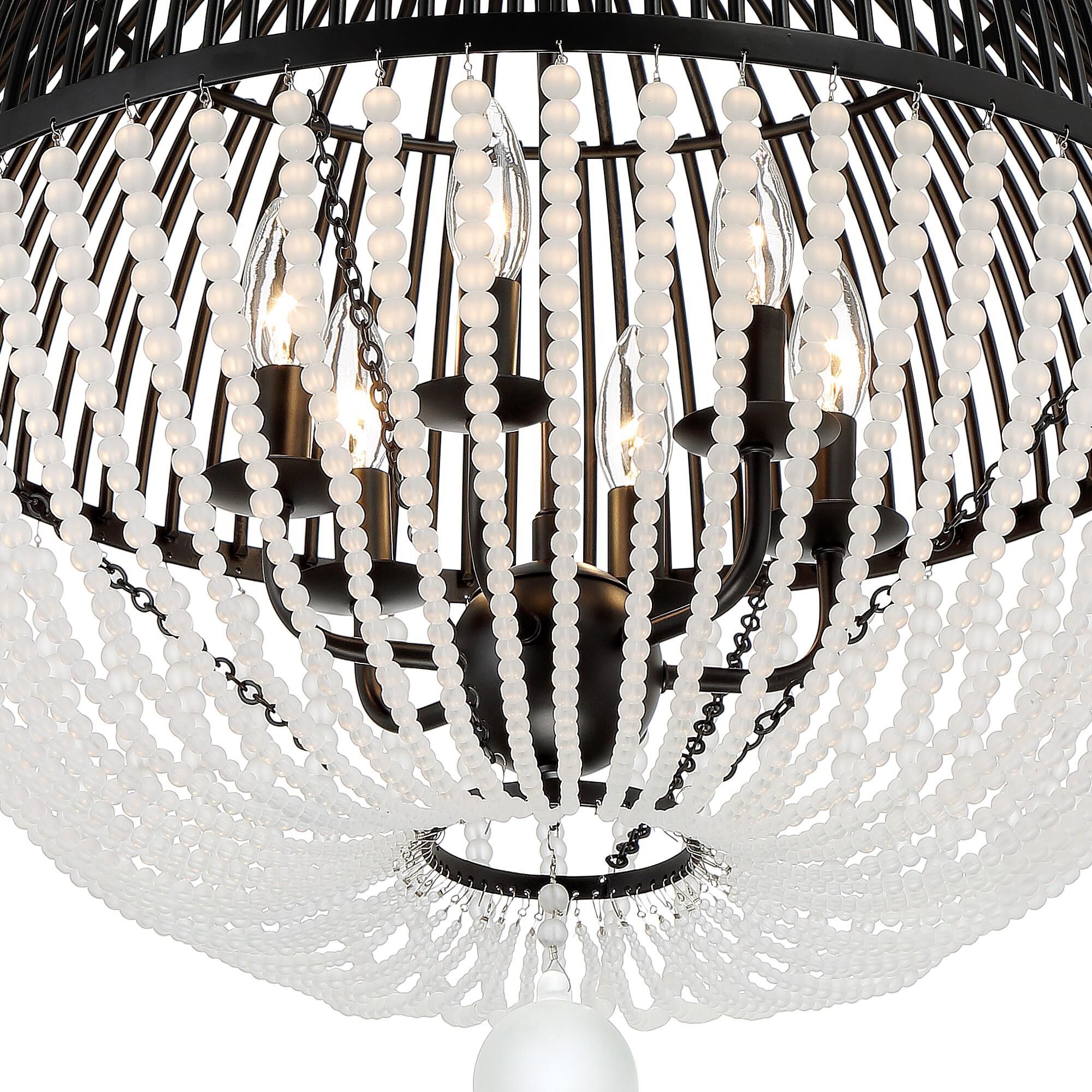 Shown in Matte Black finish and Frosted Glass Beads crystal
