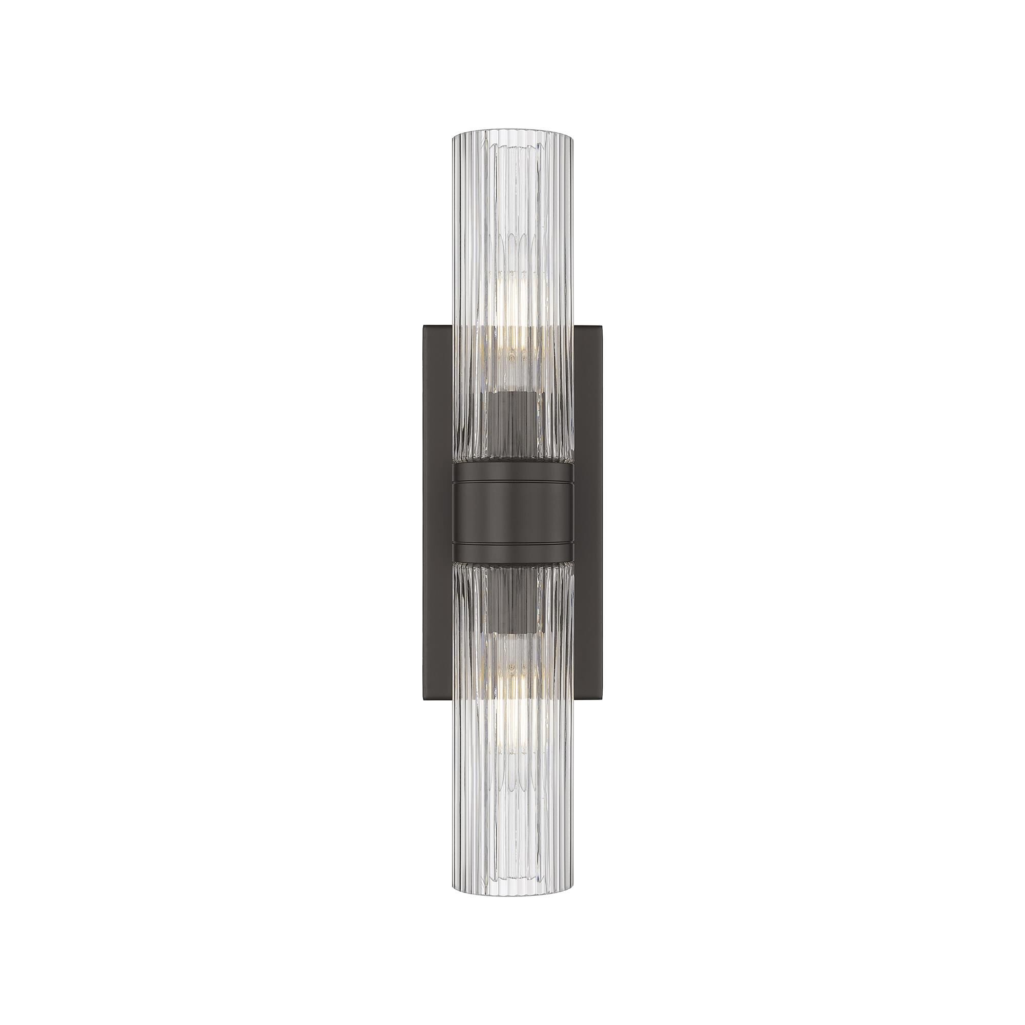 Shown in Oiled Brass finish and Striped Clear glass