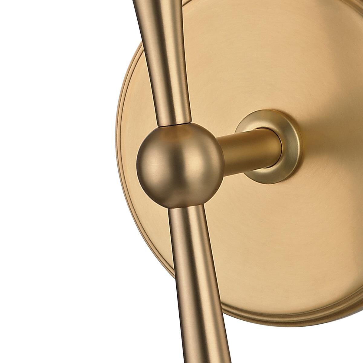 Shown in Aged Brass finish and White Faux Silk shade