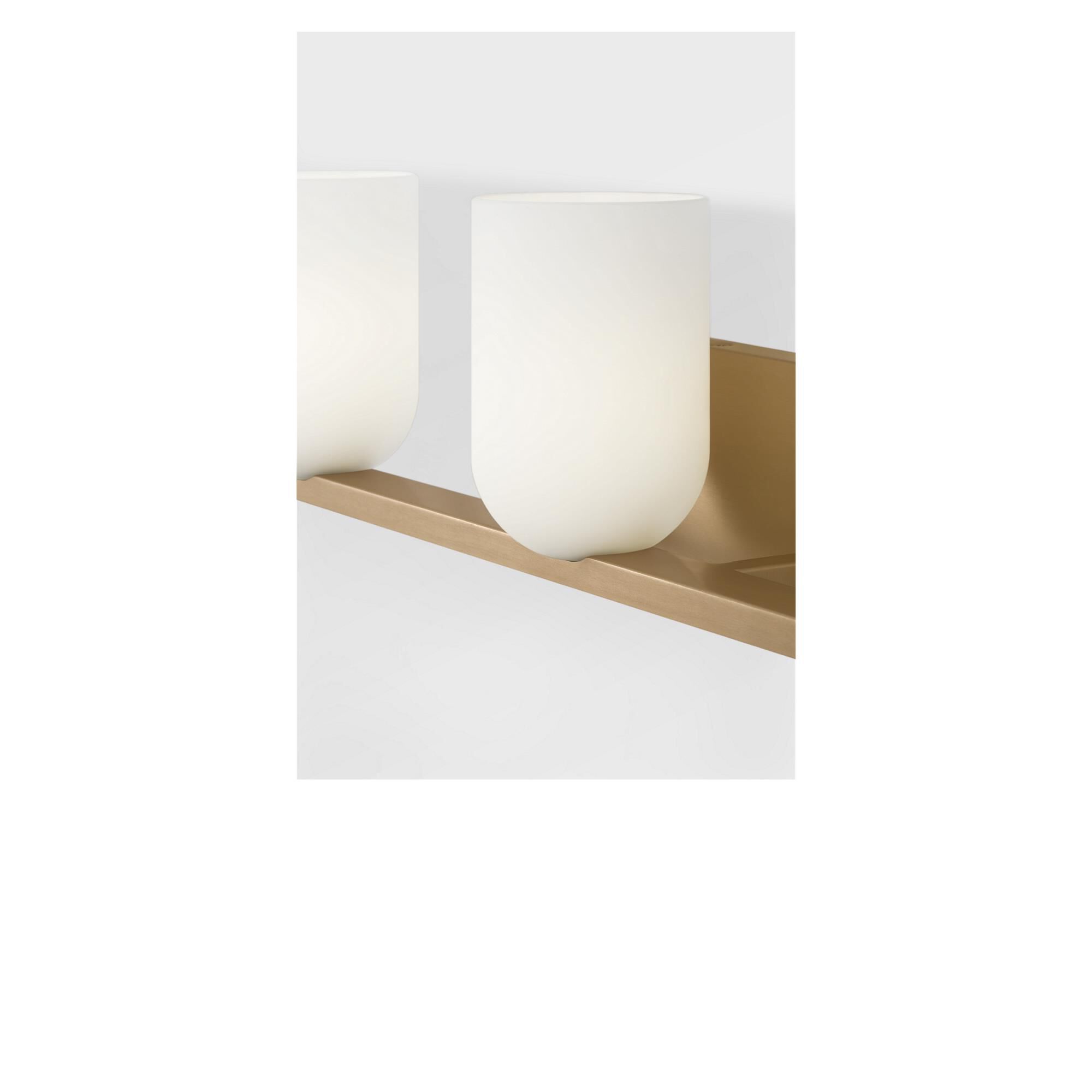 Shown in Satin Brass finish and Etched White glass