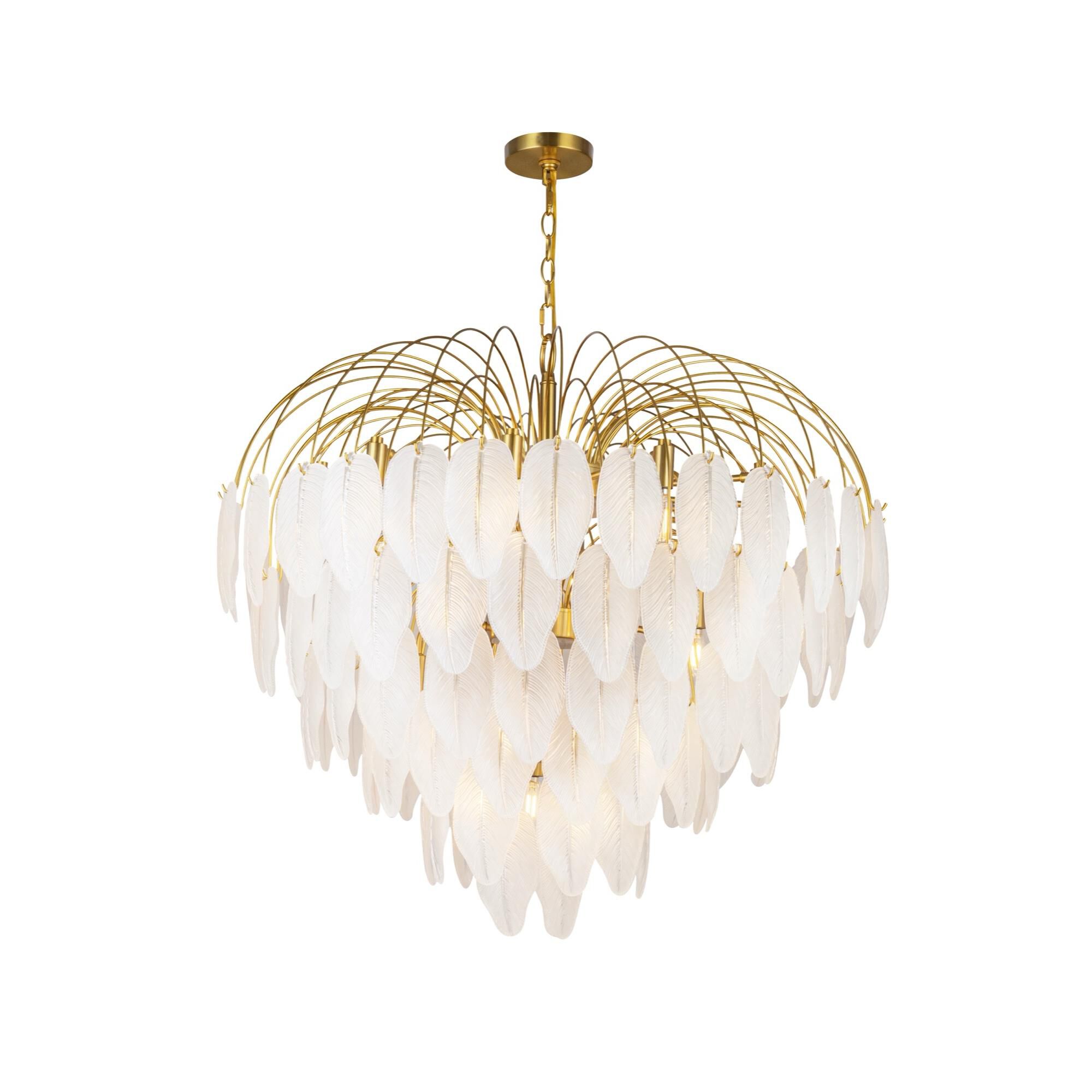 Shown in Brushed Brass finish and White glass