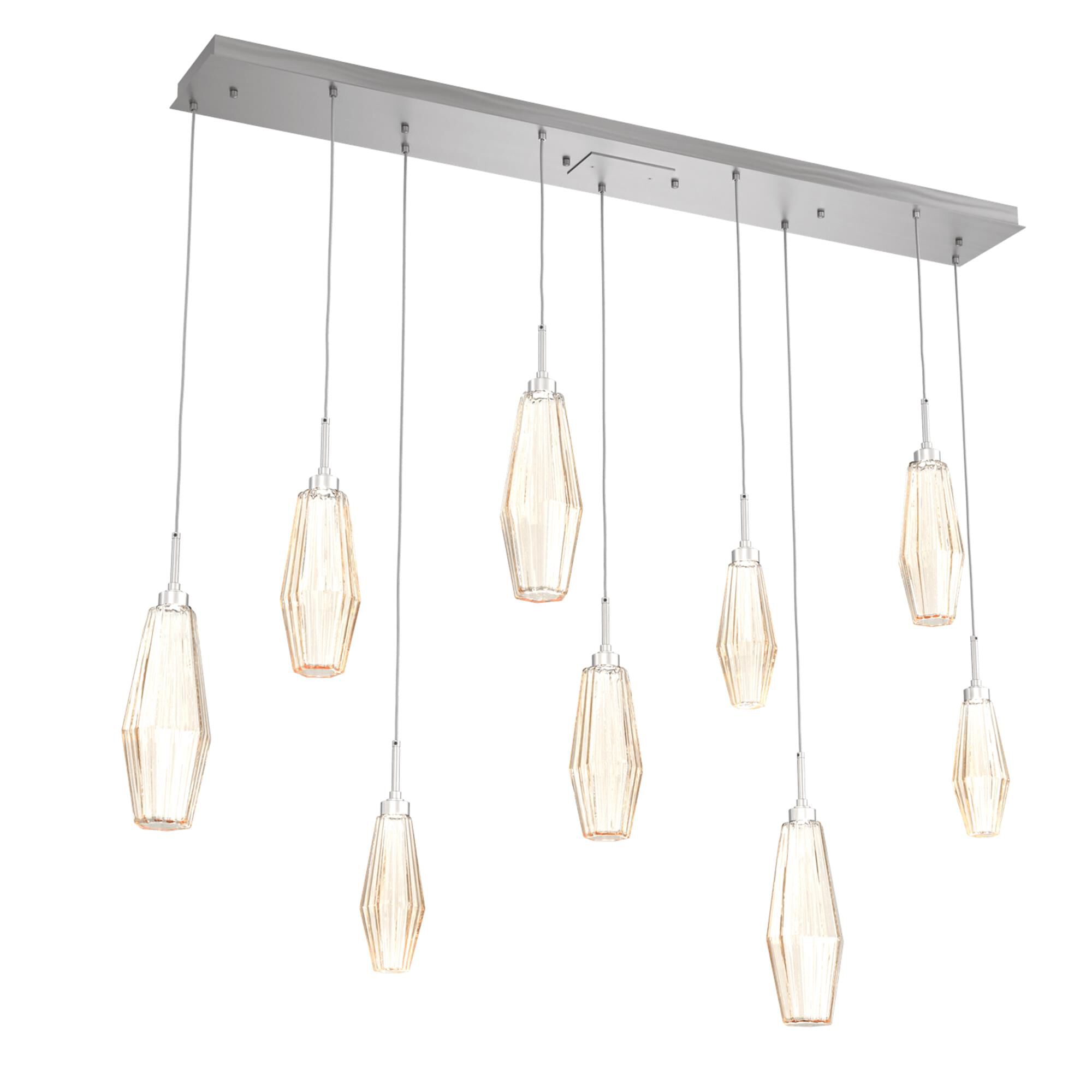 Shown in Classic Silver finish and Optic Rib Amber glass