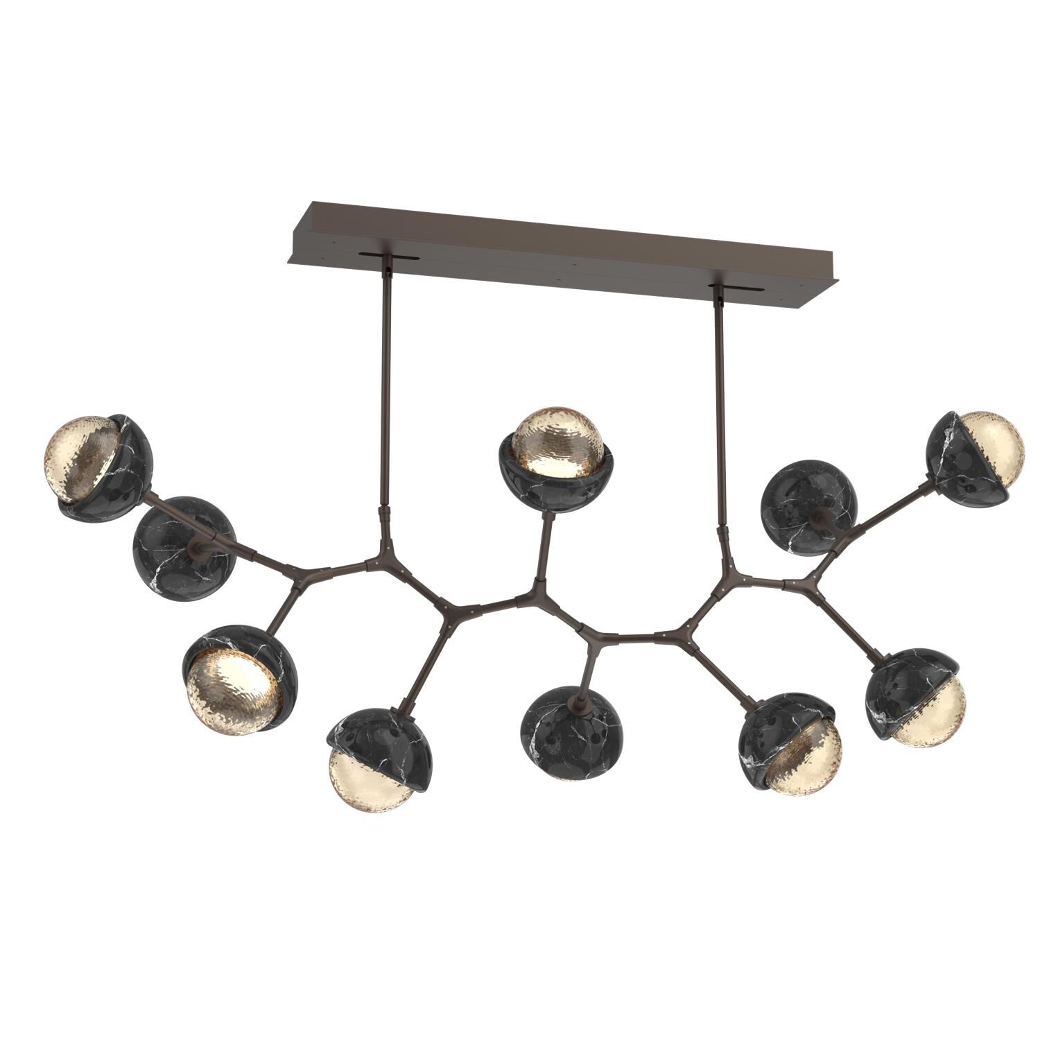 Shown in Flat Bronze finish and Amber glass and Black Marble accent