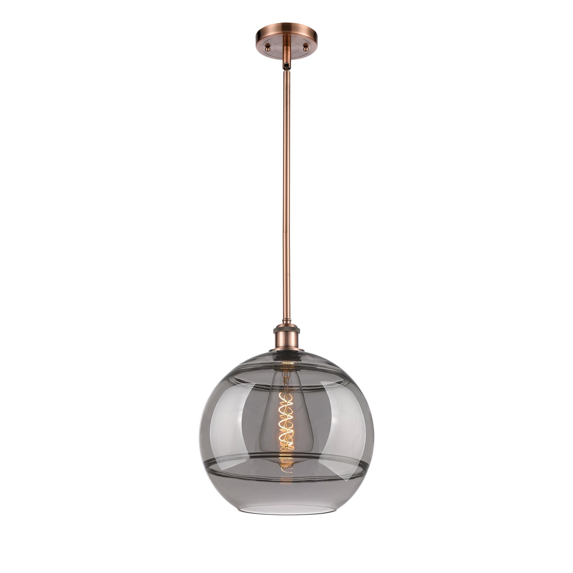 Shown in Antique Copper finish and Light Smoke glass