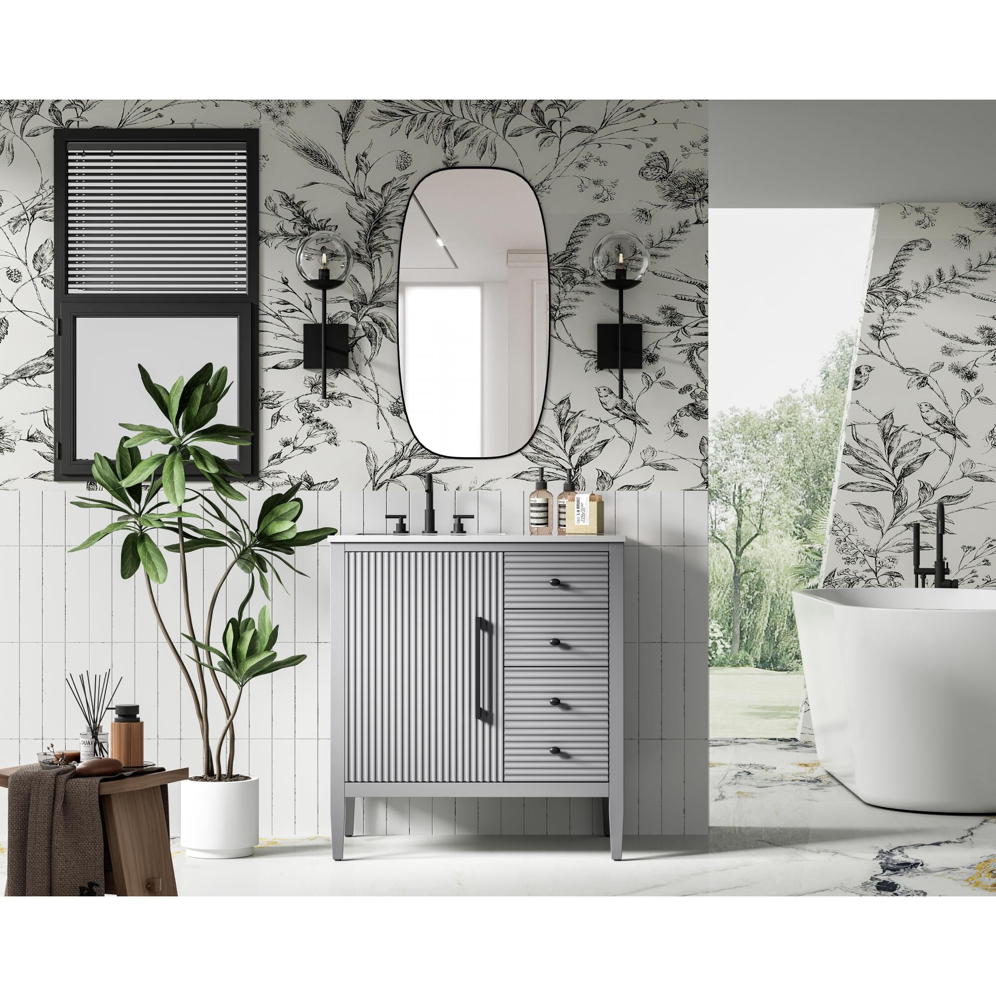 Shown in Grey finish