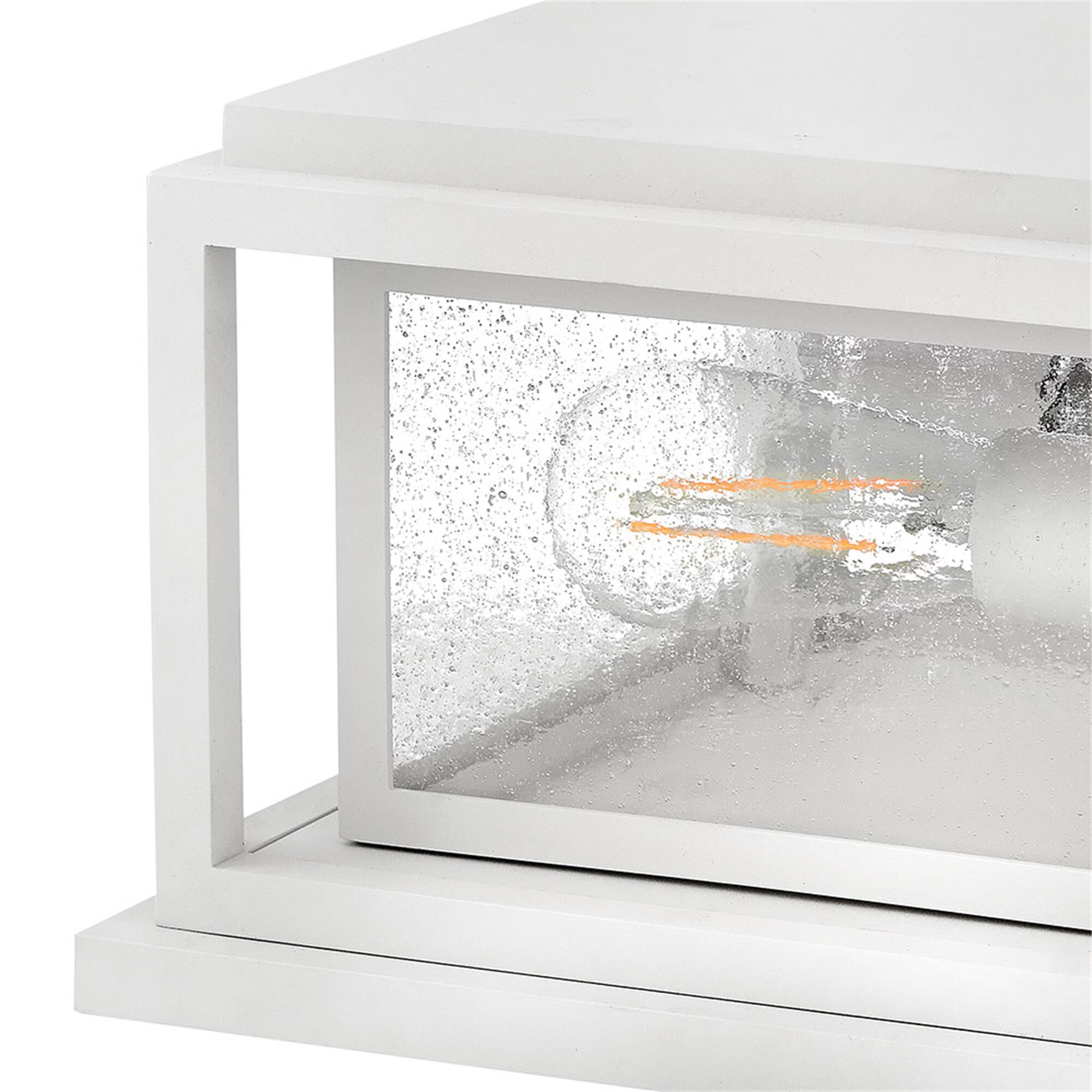 Shown in Textured White finish and Clear Seedy glass