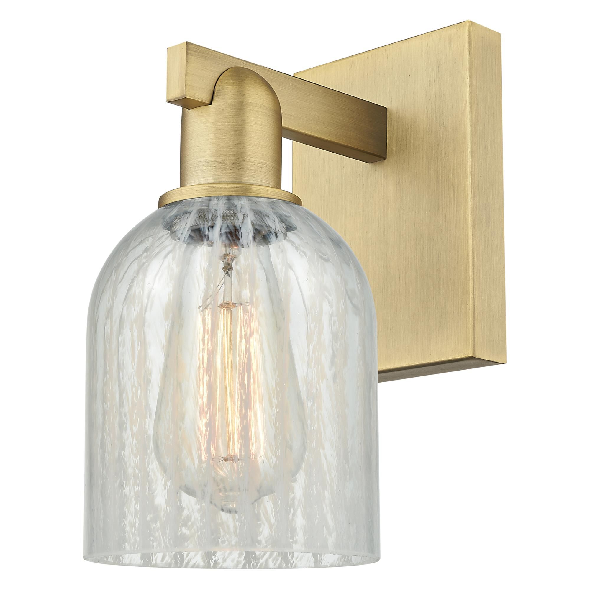 Shown in Brushed Brass finish and Mouchette glass