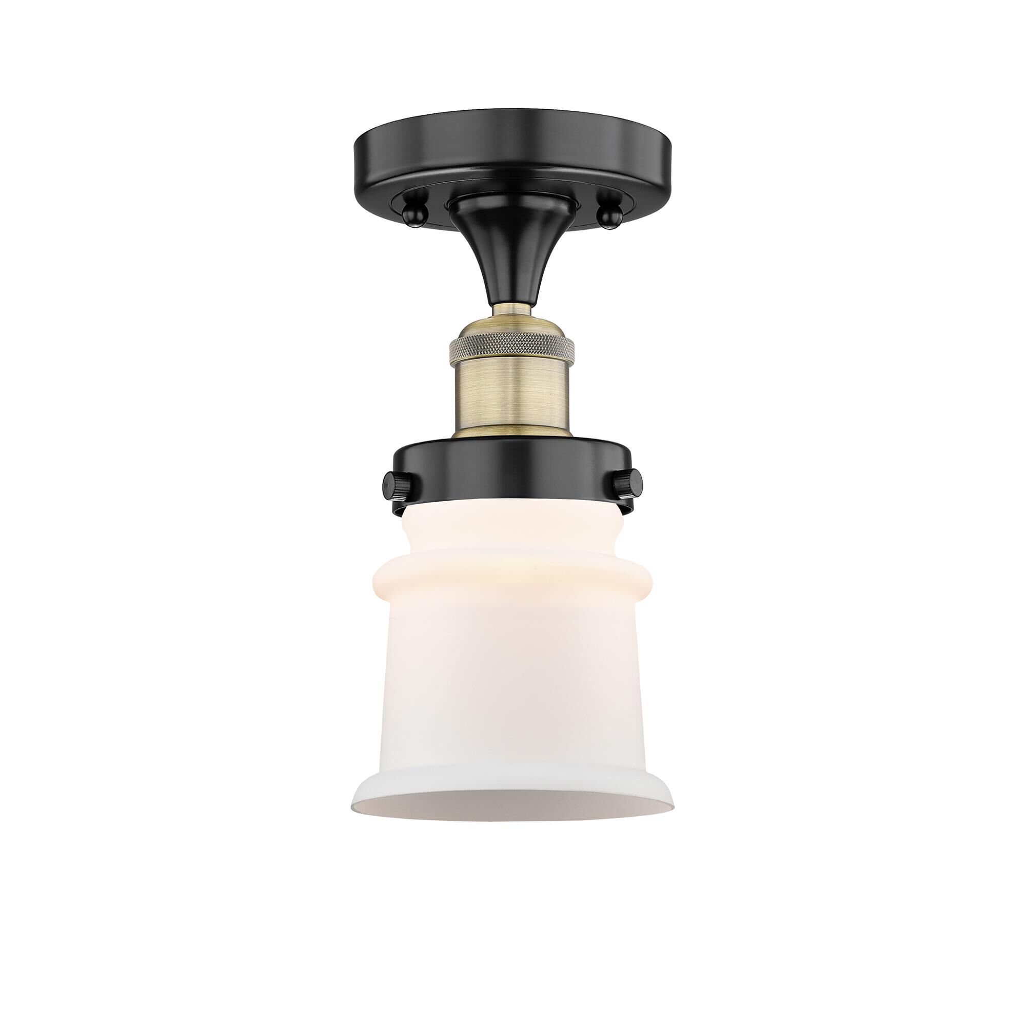 Shown in Black Antique Brass finish and Matte White glass