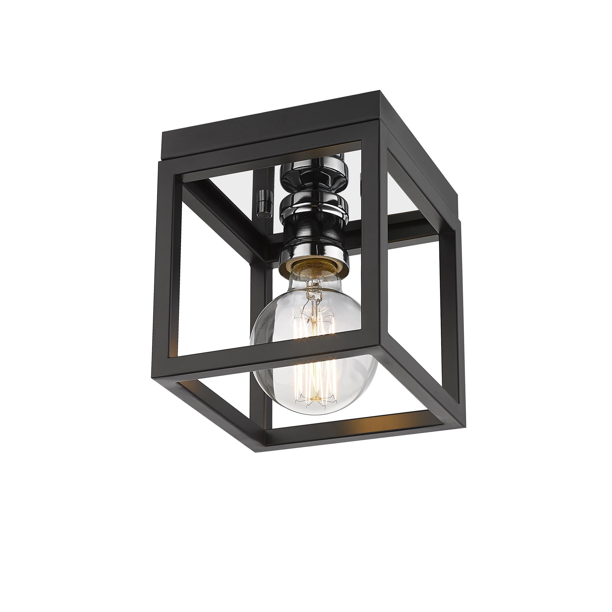 Shown in Matte Black + Chrome finish and --- glass and --- shade