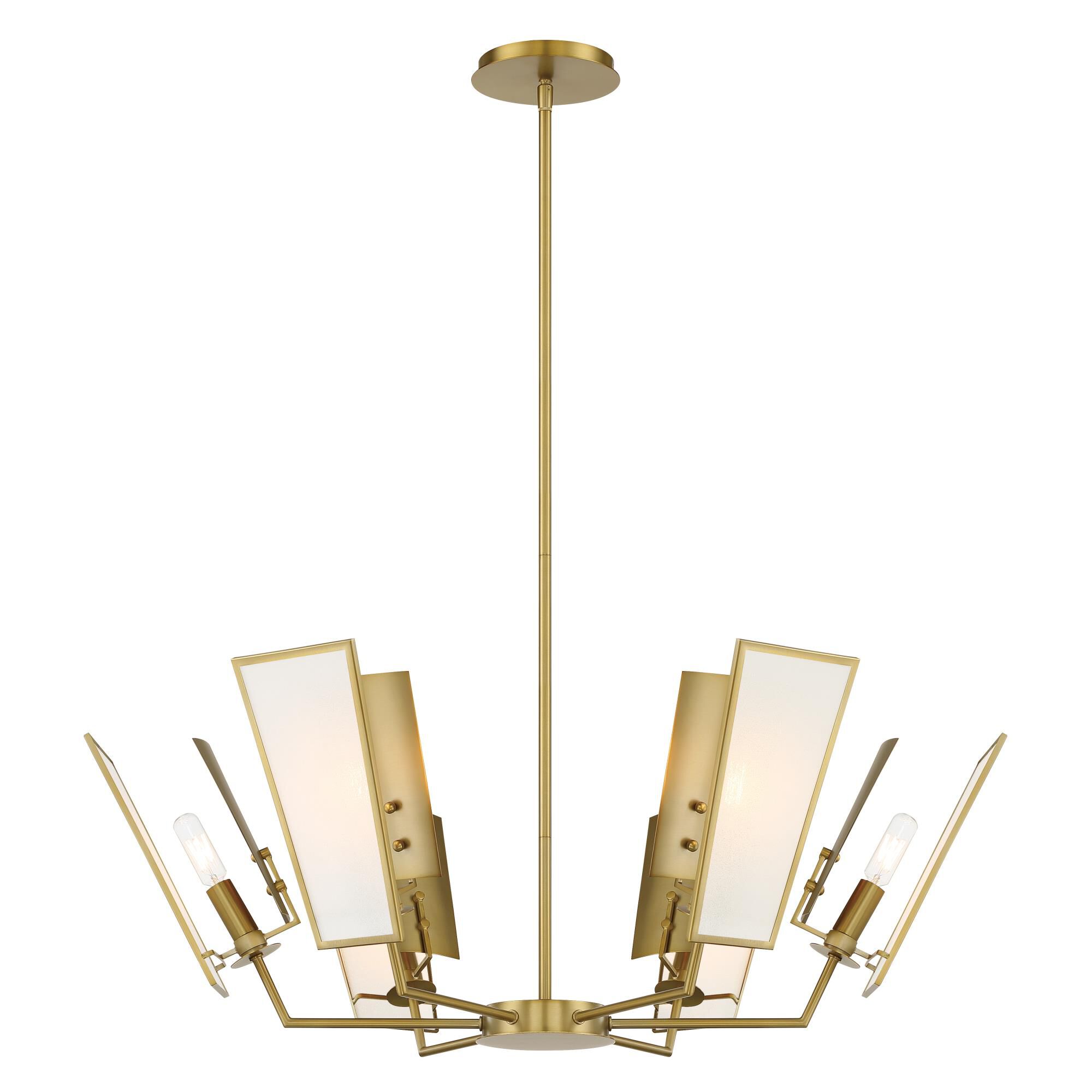 Shown in Soft Brass finish and White Silk glass