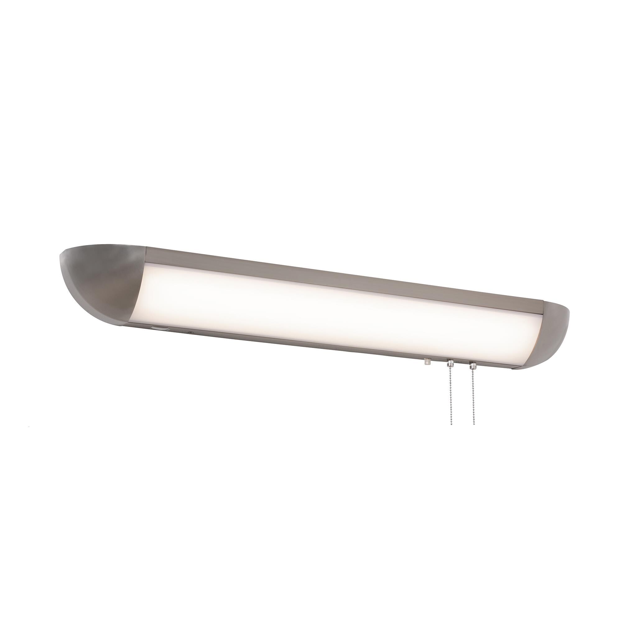 Shown in Satin Nickel finish and White Acrylic shade