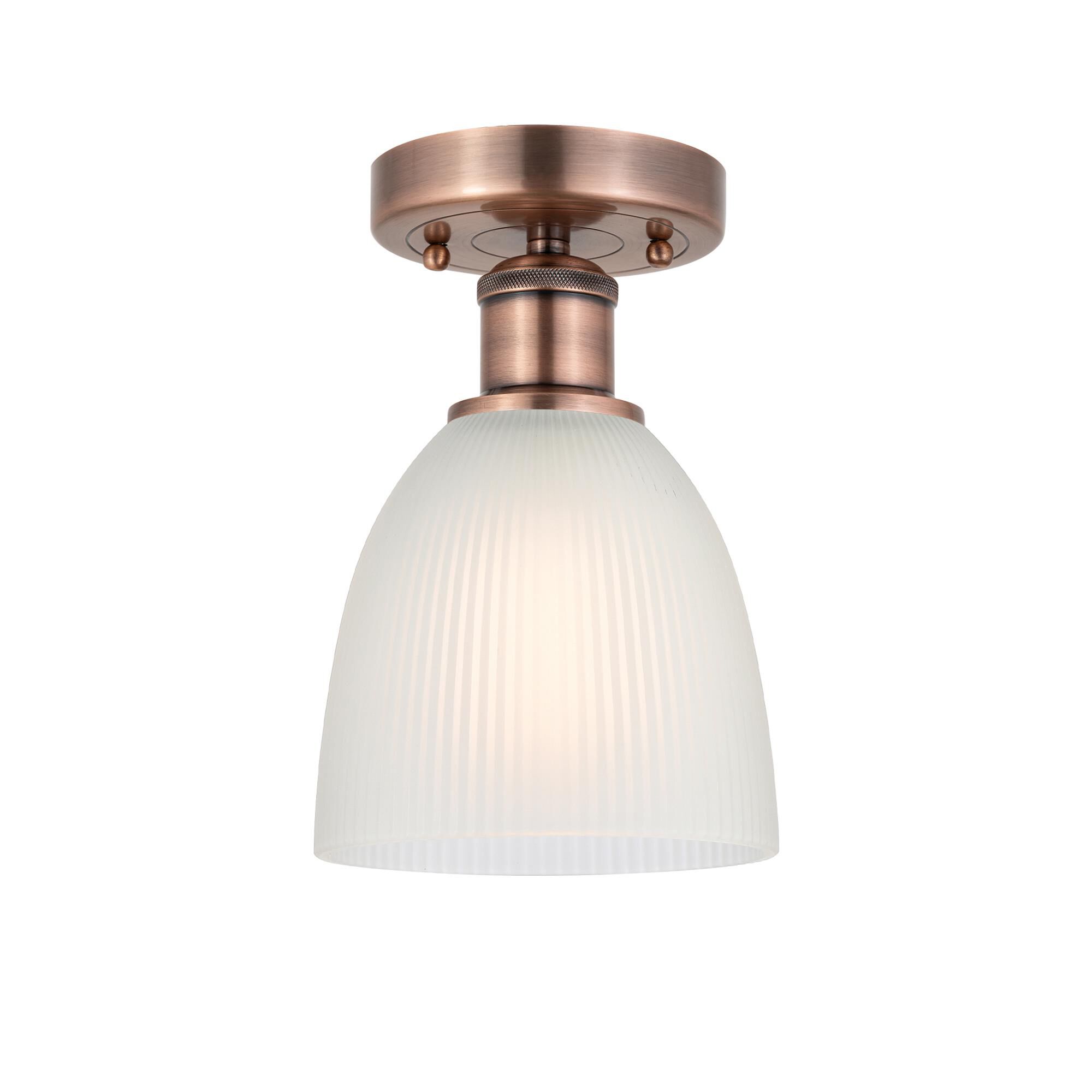 Shown in Antique Copper finish and White glass