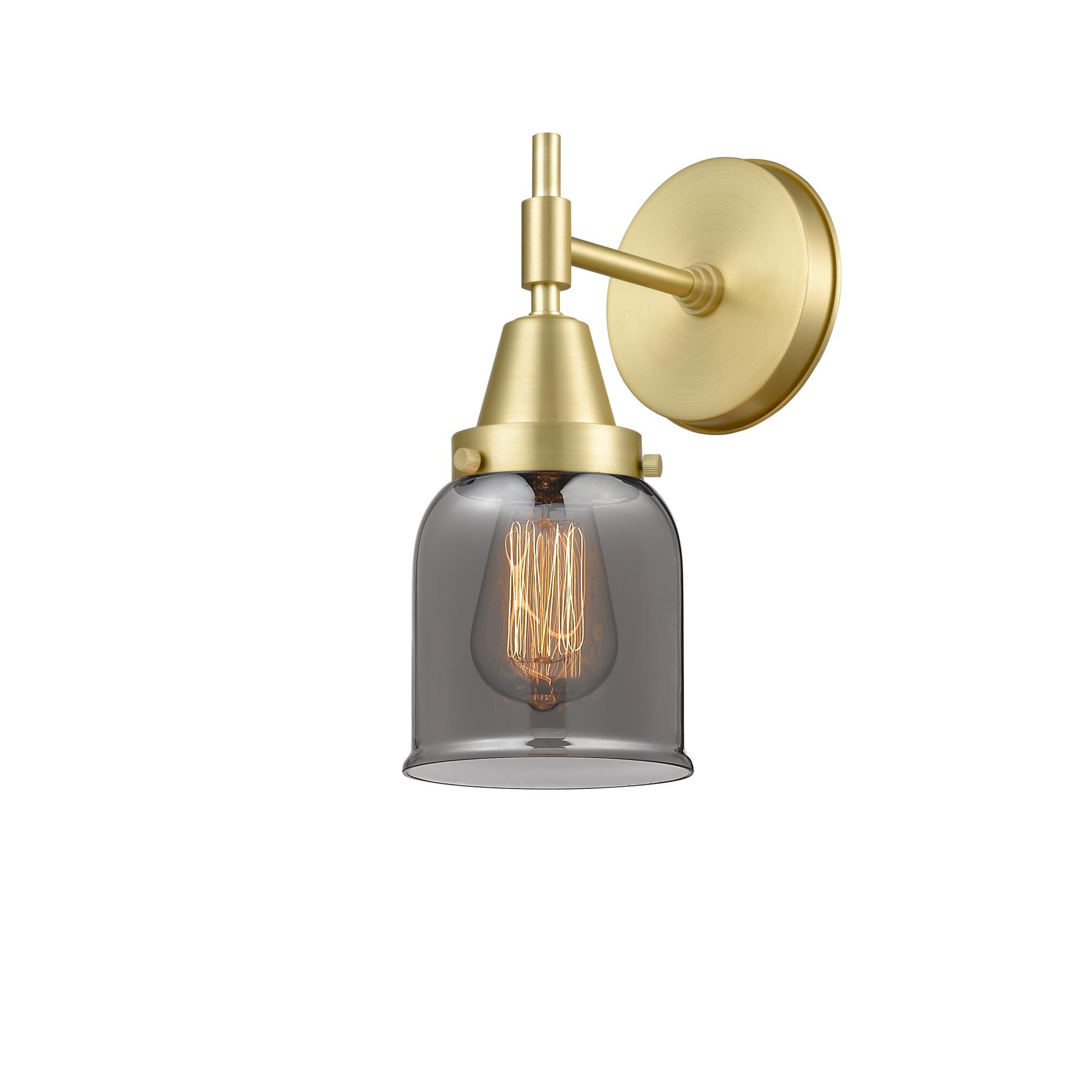 Shown in Satin Brass finish and Plated Smoke Large Cone glass