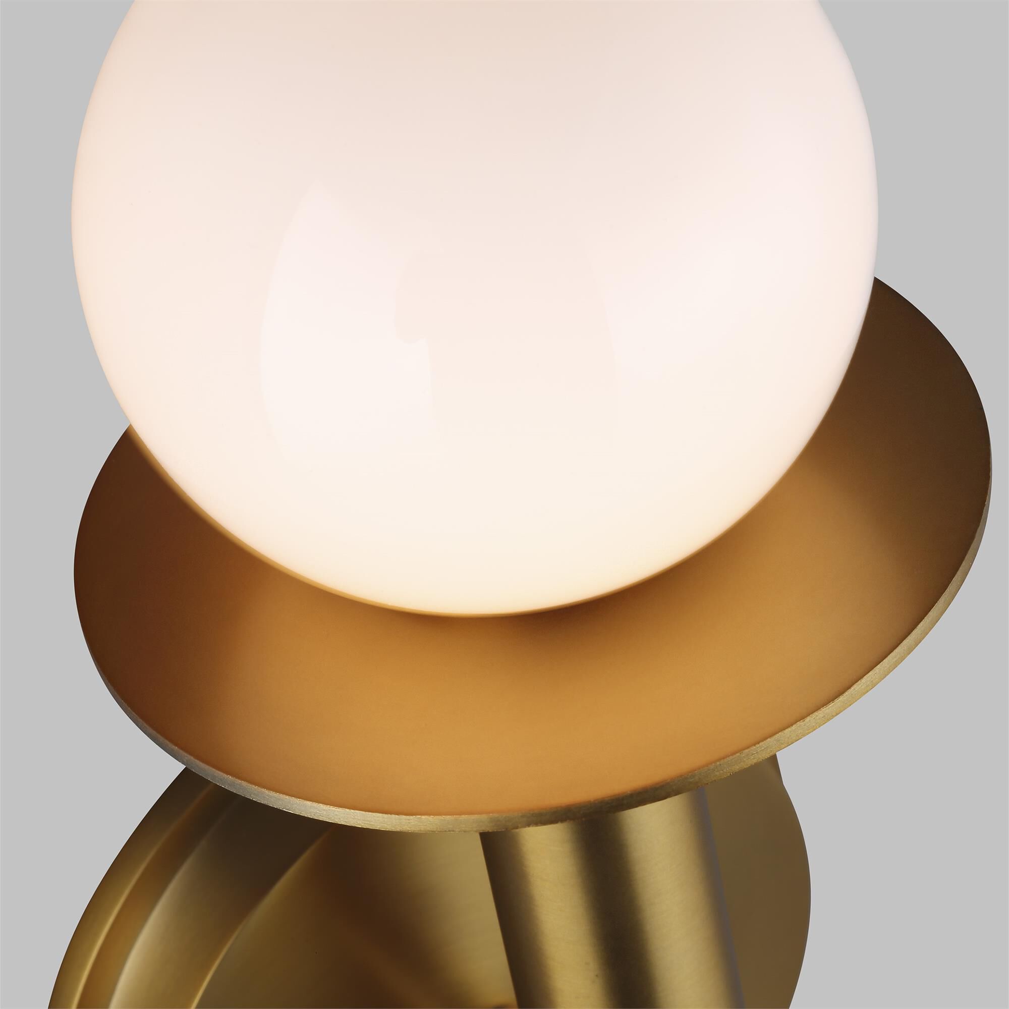 Shown in Burnished Brass finish and Milk Whitesteel glass