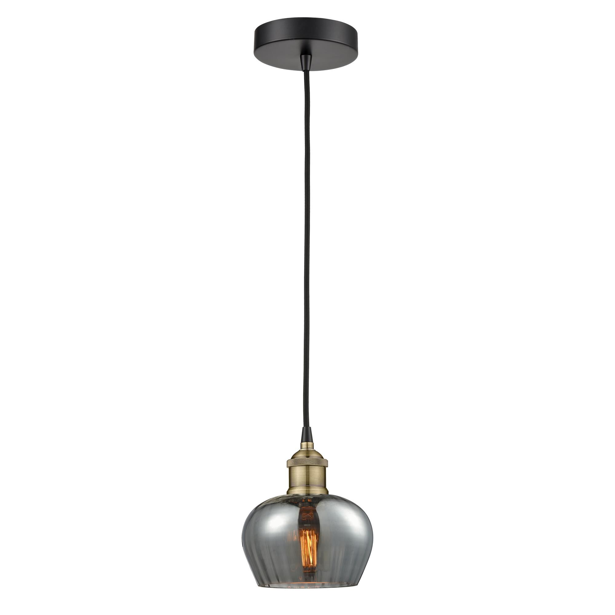Shown in Black Antique Brass finish and Plated Smoke glass