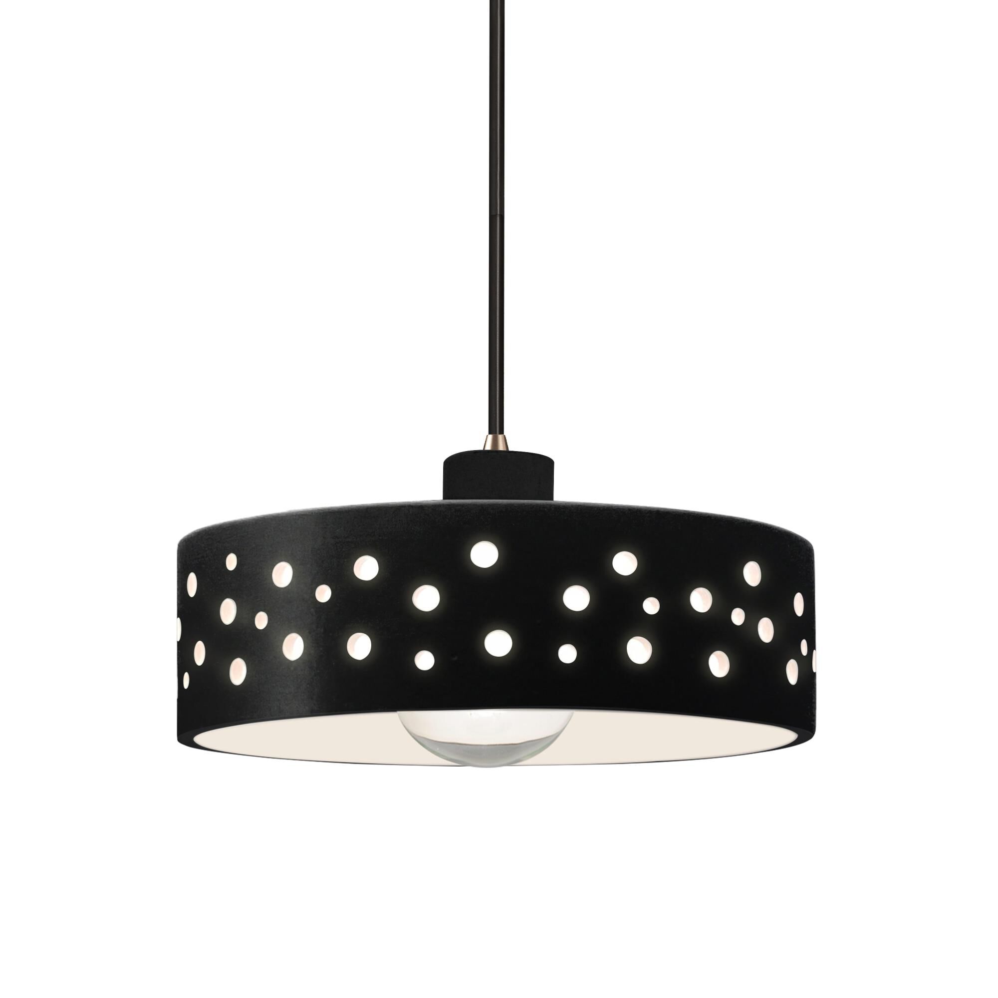 Shown in Antique Brass finish and Carbon  Matte Black shade