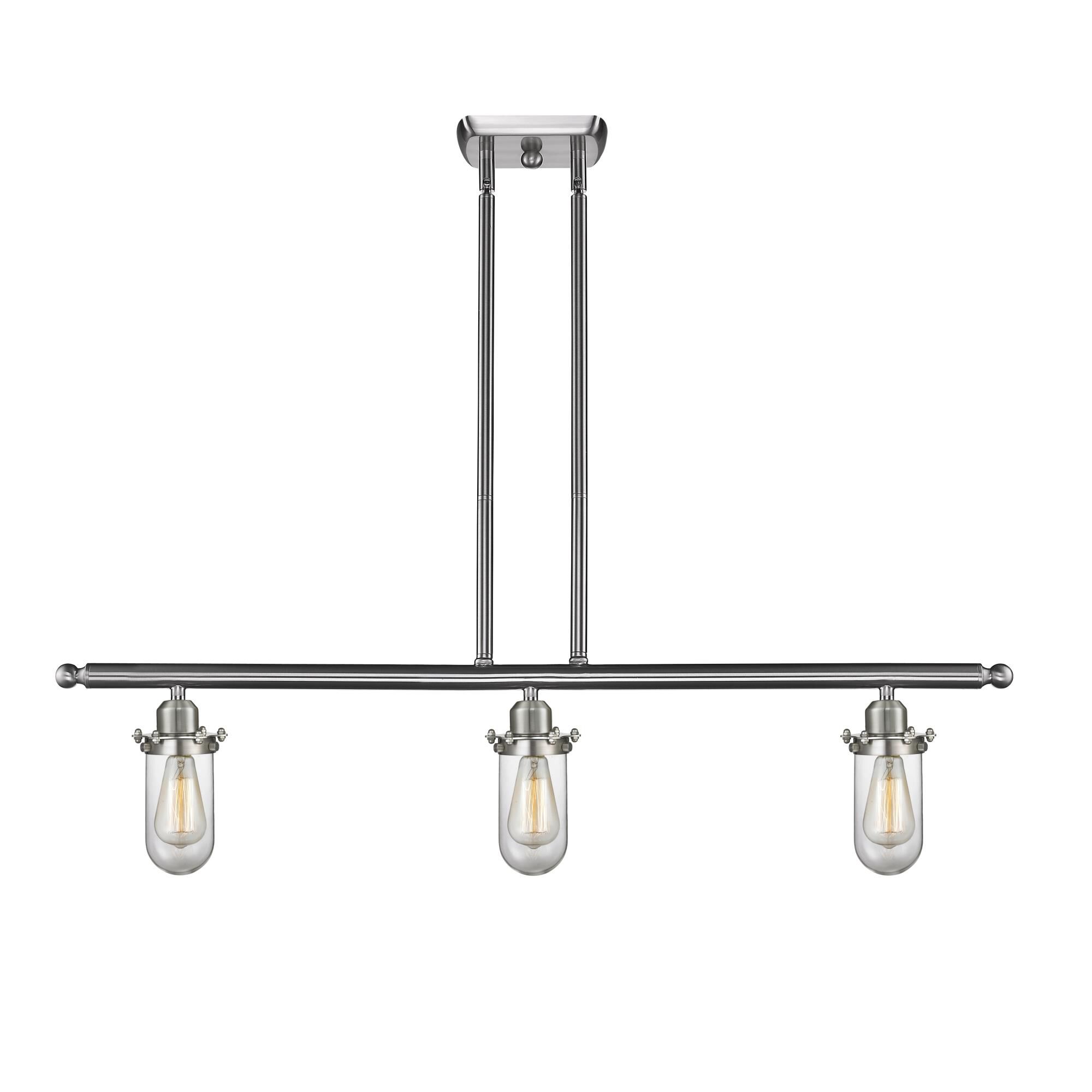 Shown in Brushed Satin Nickel finish and Clear glass