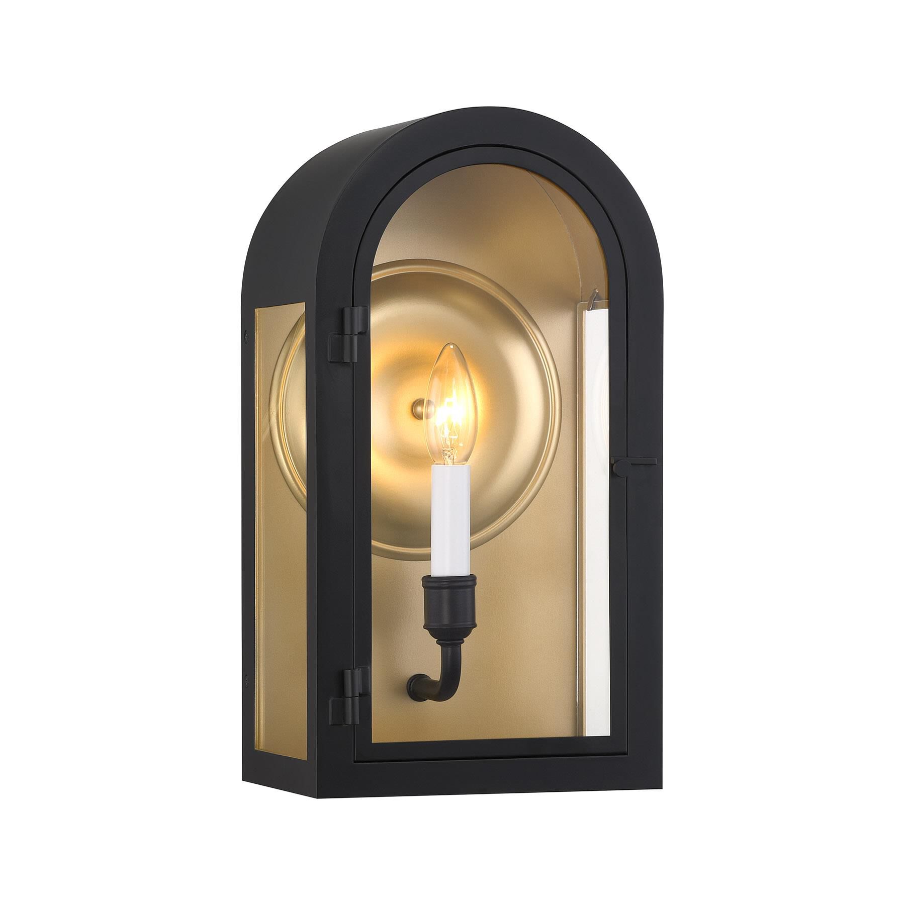 Shown in Matte Black With Vintage Gold finish and Clear glass
