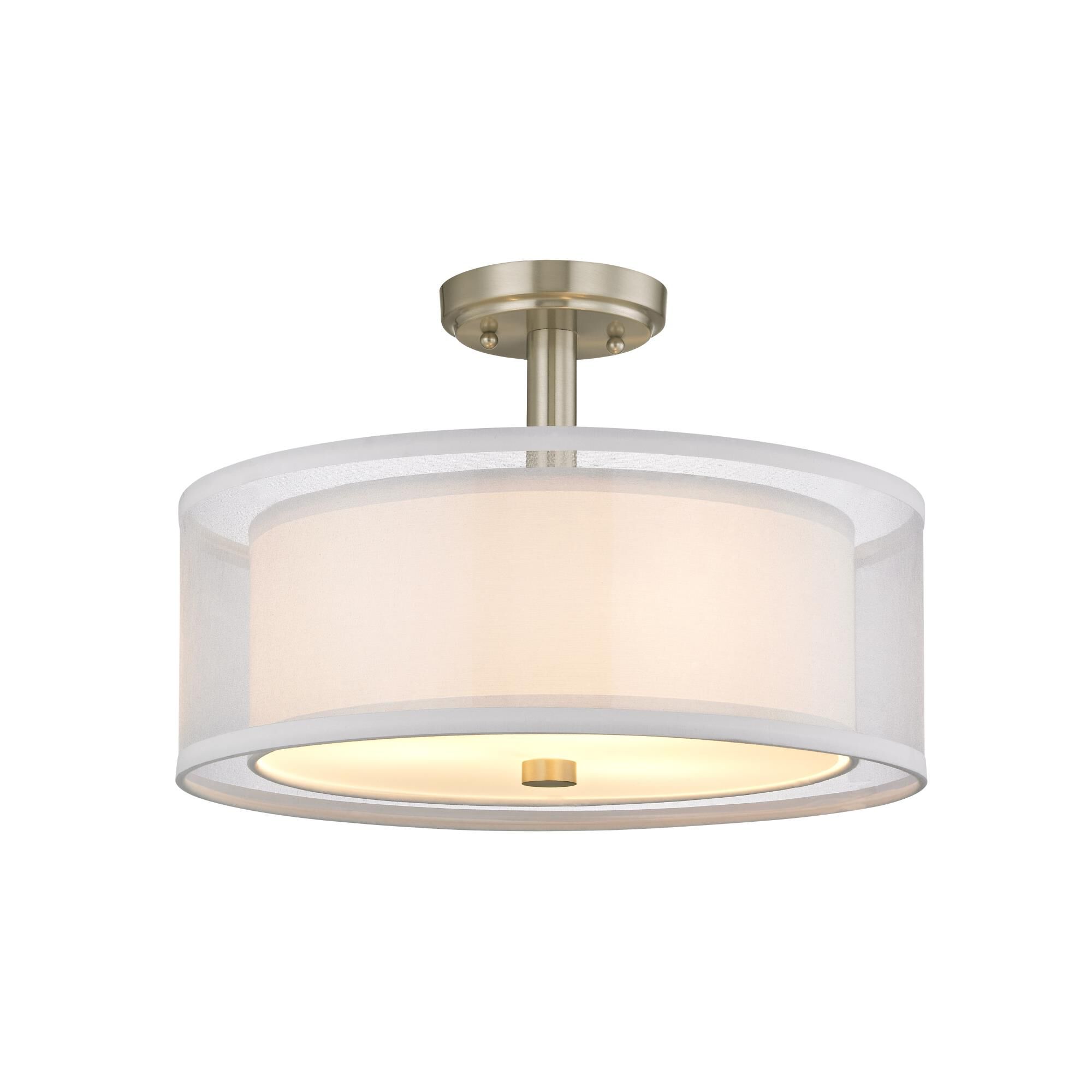 Shown in Satin Nickel finish and Fabric shade