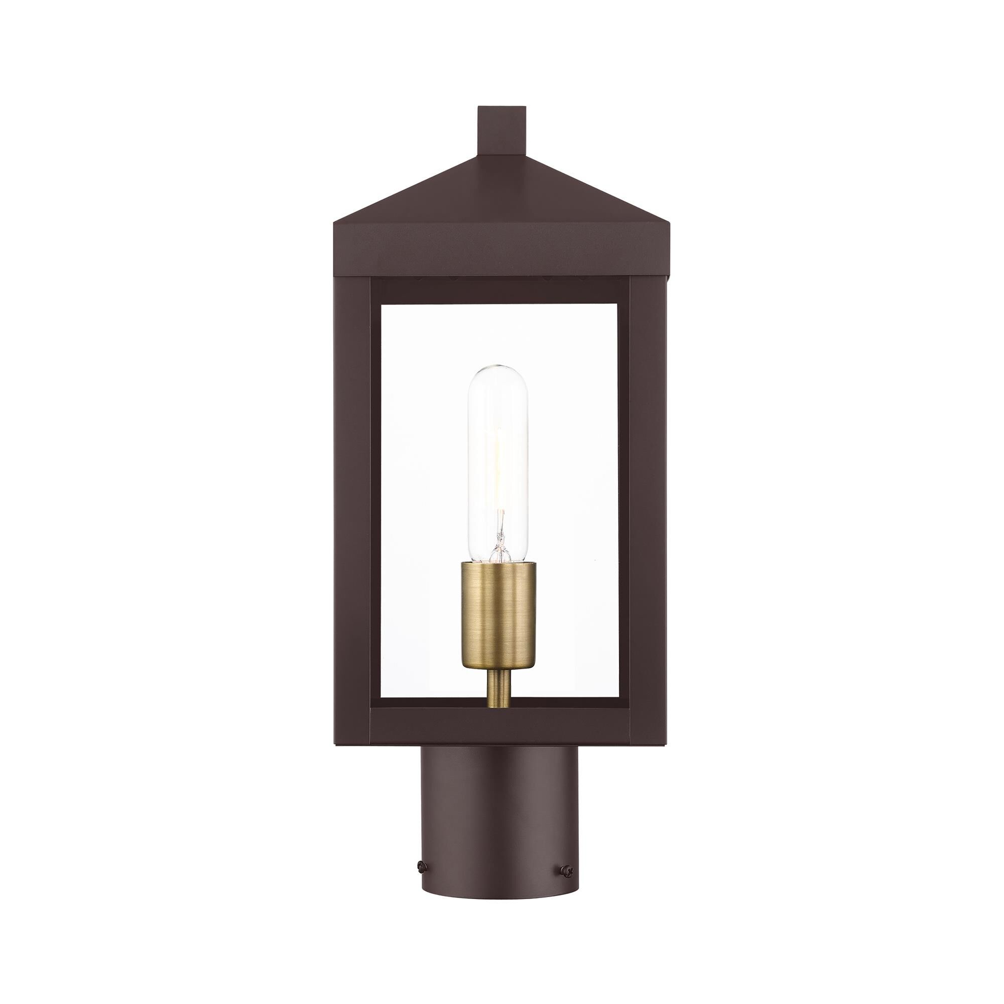 Shown in Bronze With Antique Brass Cluser finish and Clear glass and Clear Glass shade