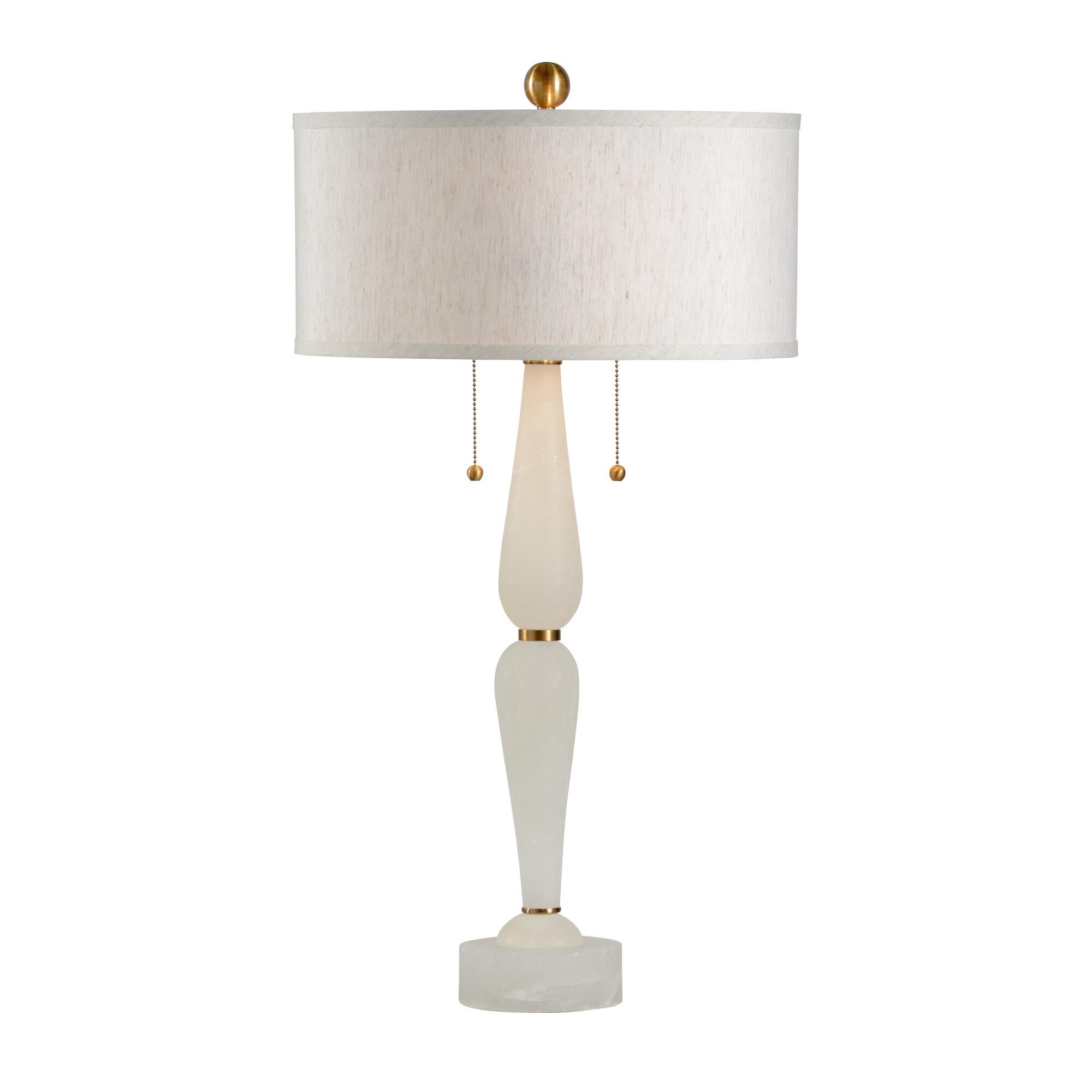 Shown in Natural White-Antique Brass finish and Off White And Nat Silkette shade