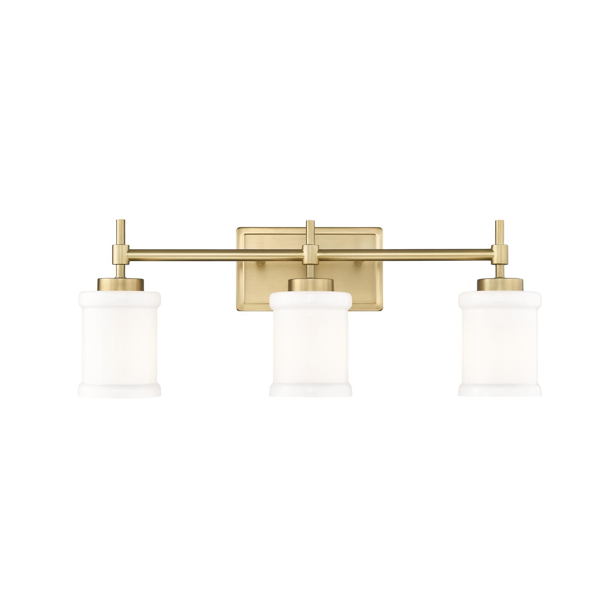 Shown in Modern Gold finish and Gloss Opal glass and Gloss Opal shade