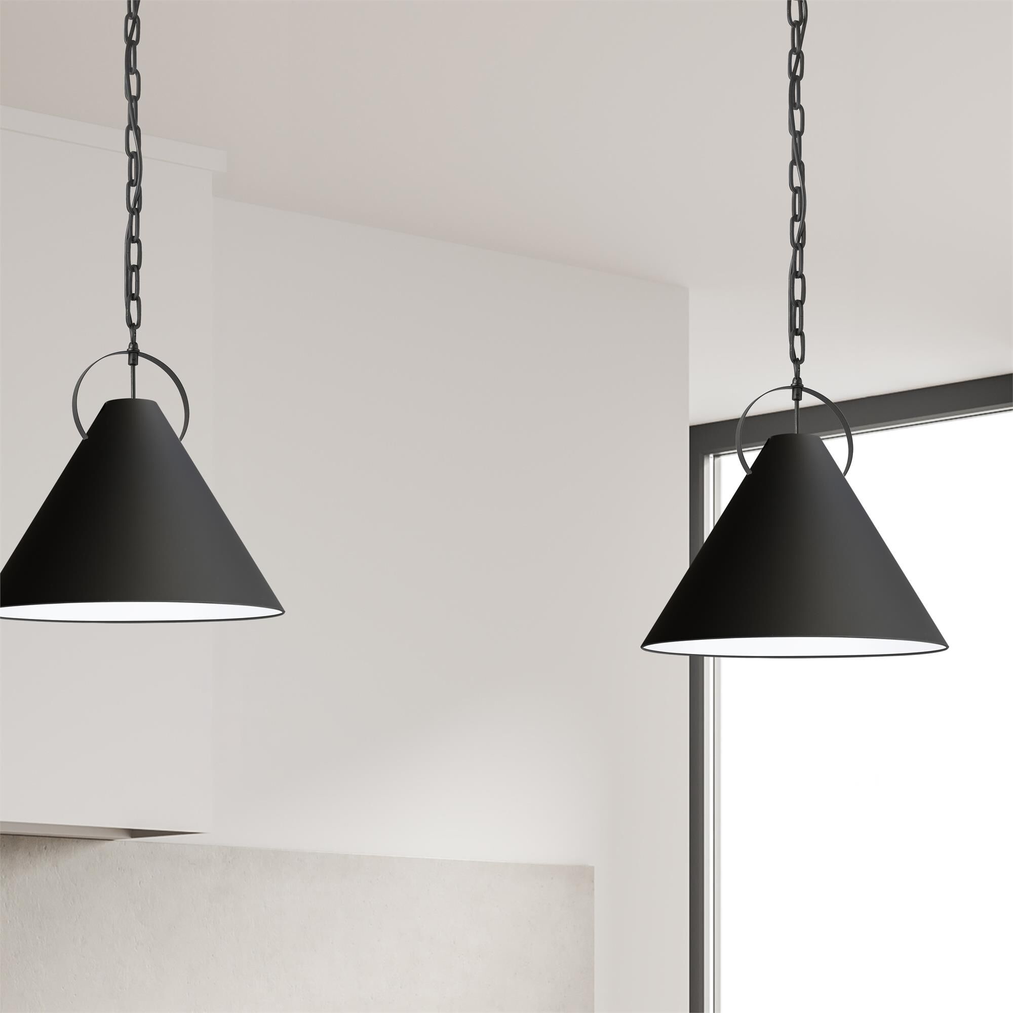 Shown in Black finish and Black Fabric Tapered Drum shade