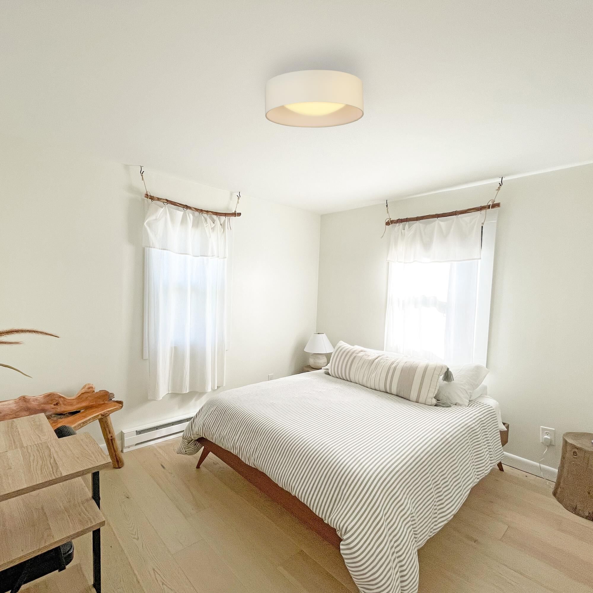 Shown in White finish and White Fabric shade