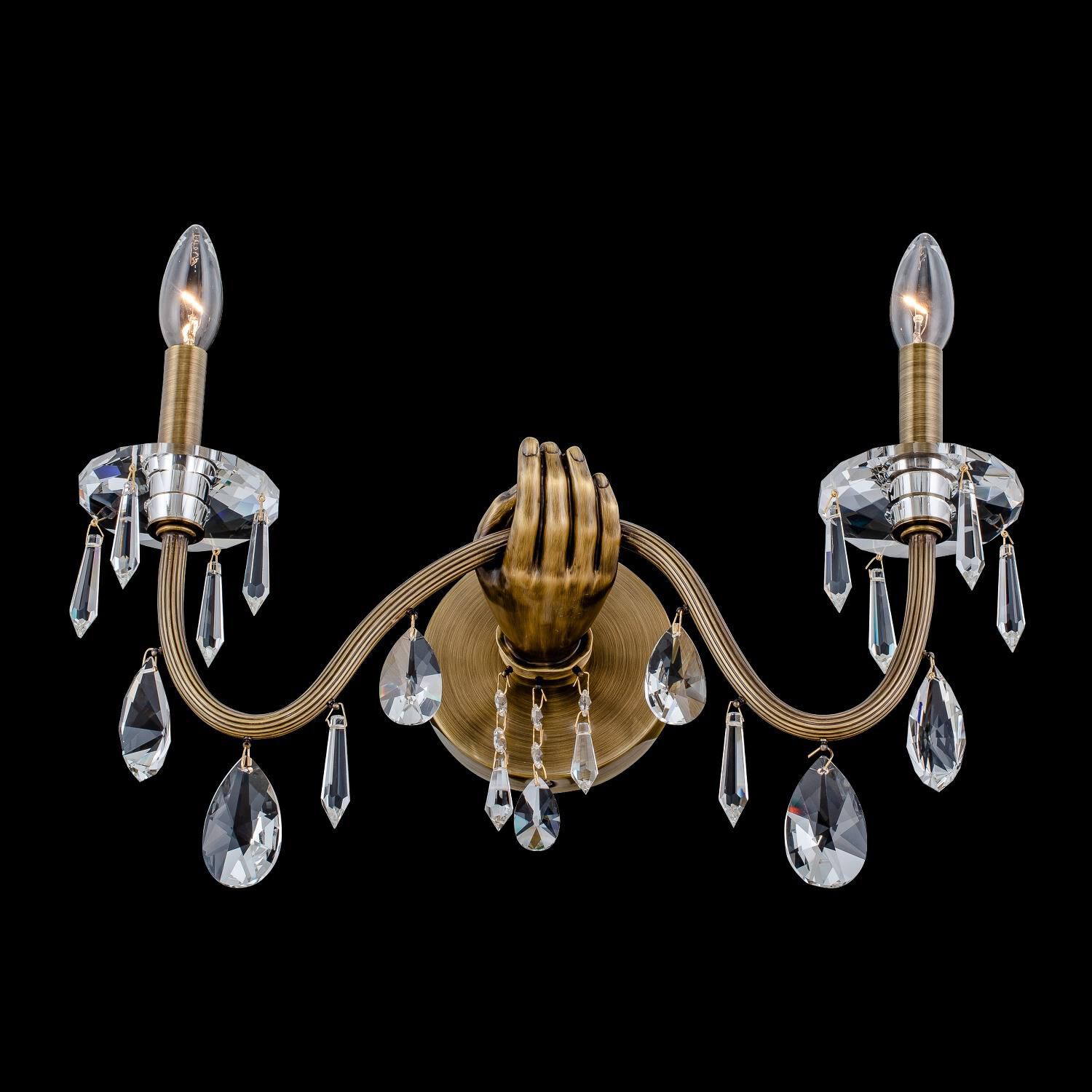 Shown in Historic Brass finish and Clear Firenze crystal and 0 shade