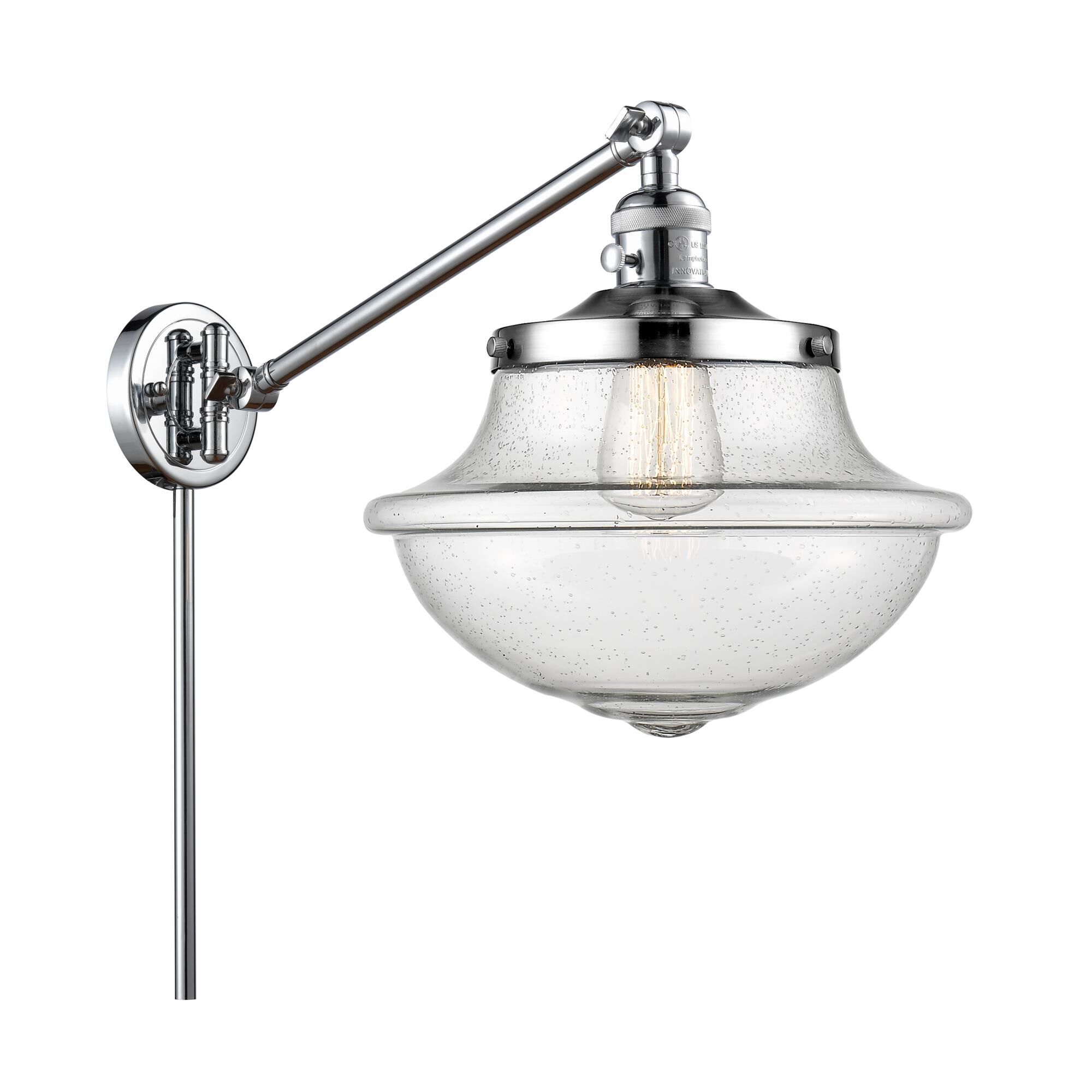 Shown in Polished Chrome finish and Schoolhouse glass and Glass shade