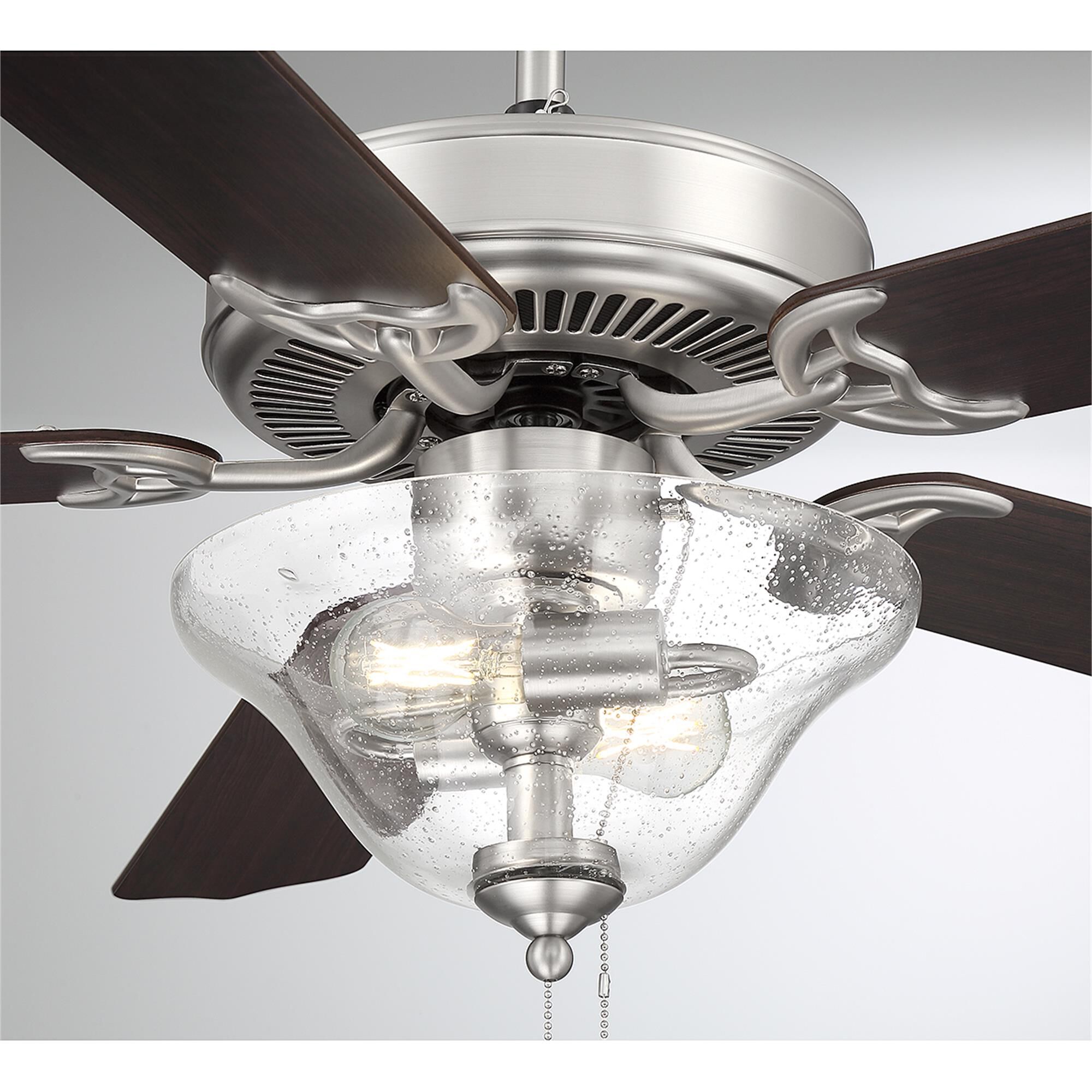 Shown in Brushed Nickel finish and Clear Bubble glass