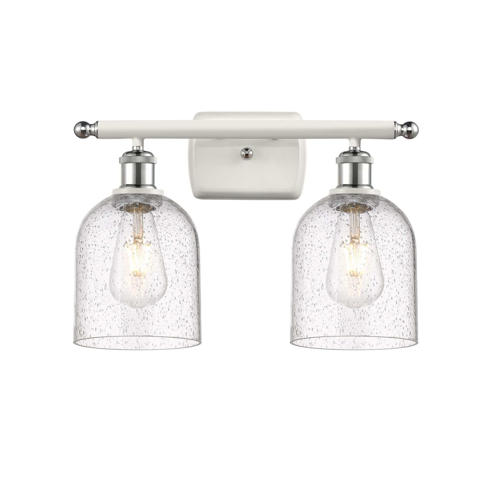 Shown in White Polished Chrome finish and Seedy glass