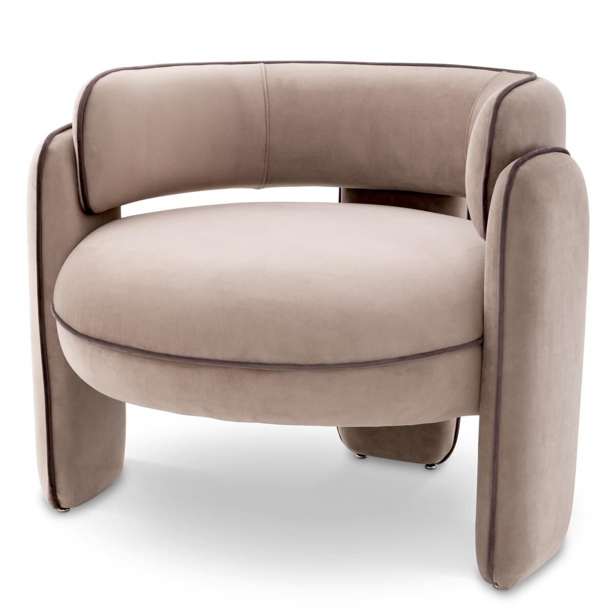 Shown in Savona Greige Velvet, Savona Grey Velvet Piping finish